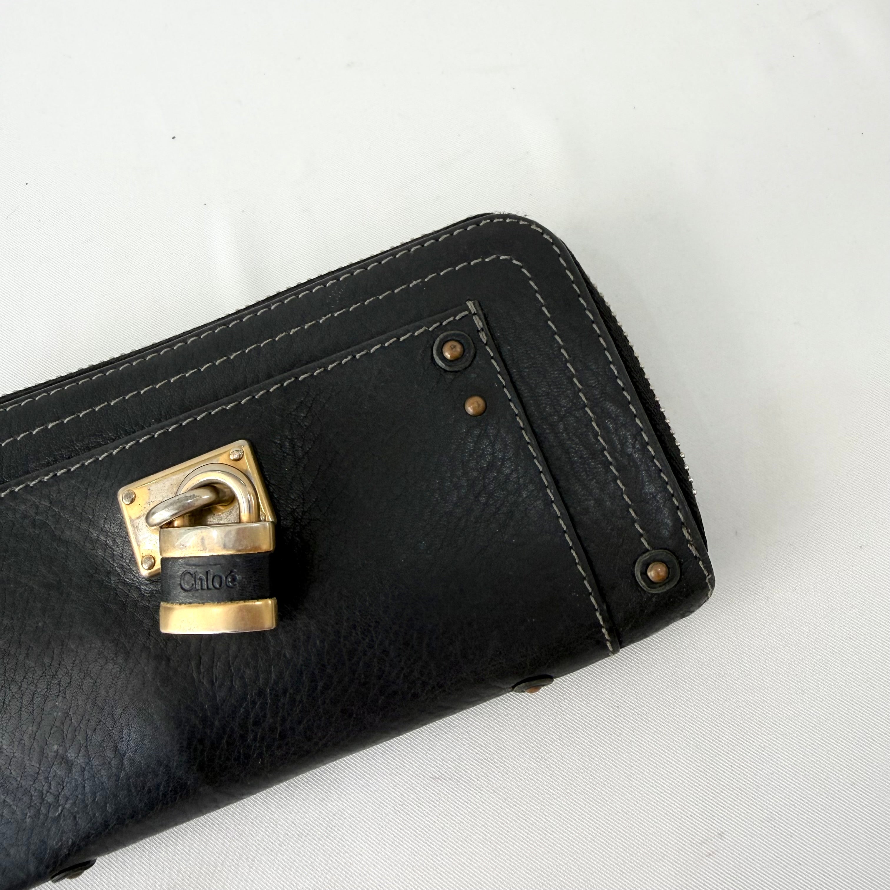 Chloe Black Leather Paddington Long Wallet