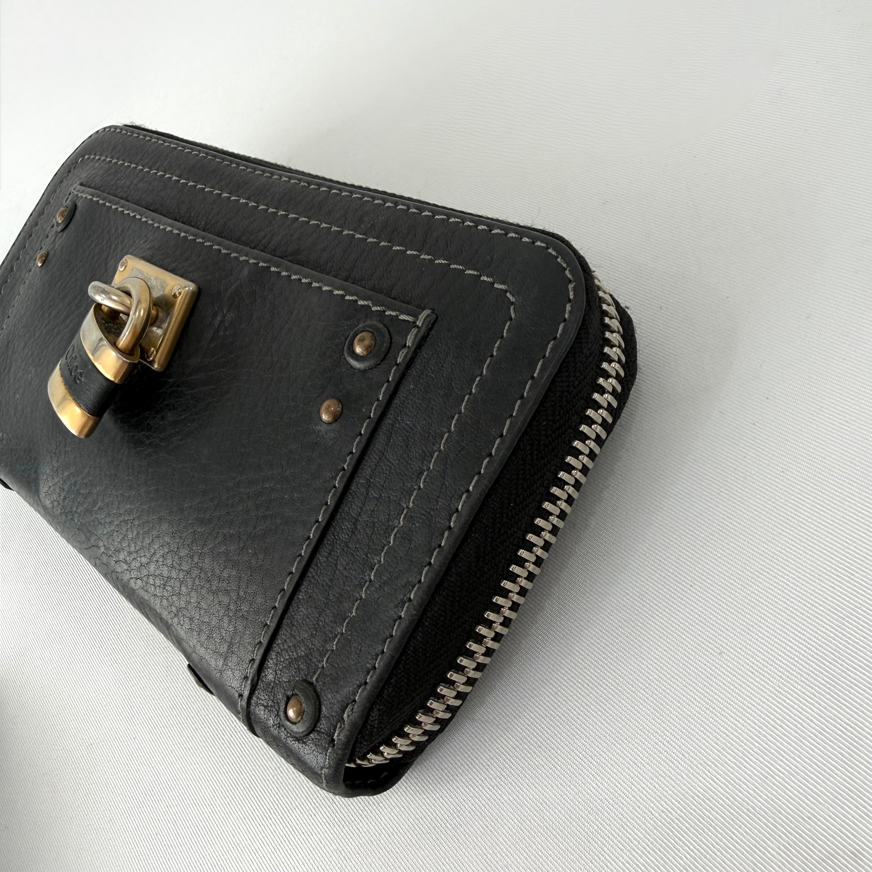 Chloe Black Leather Paddington Long Wallet