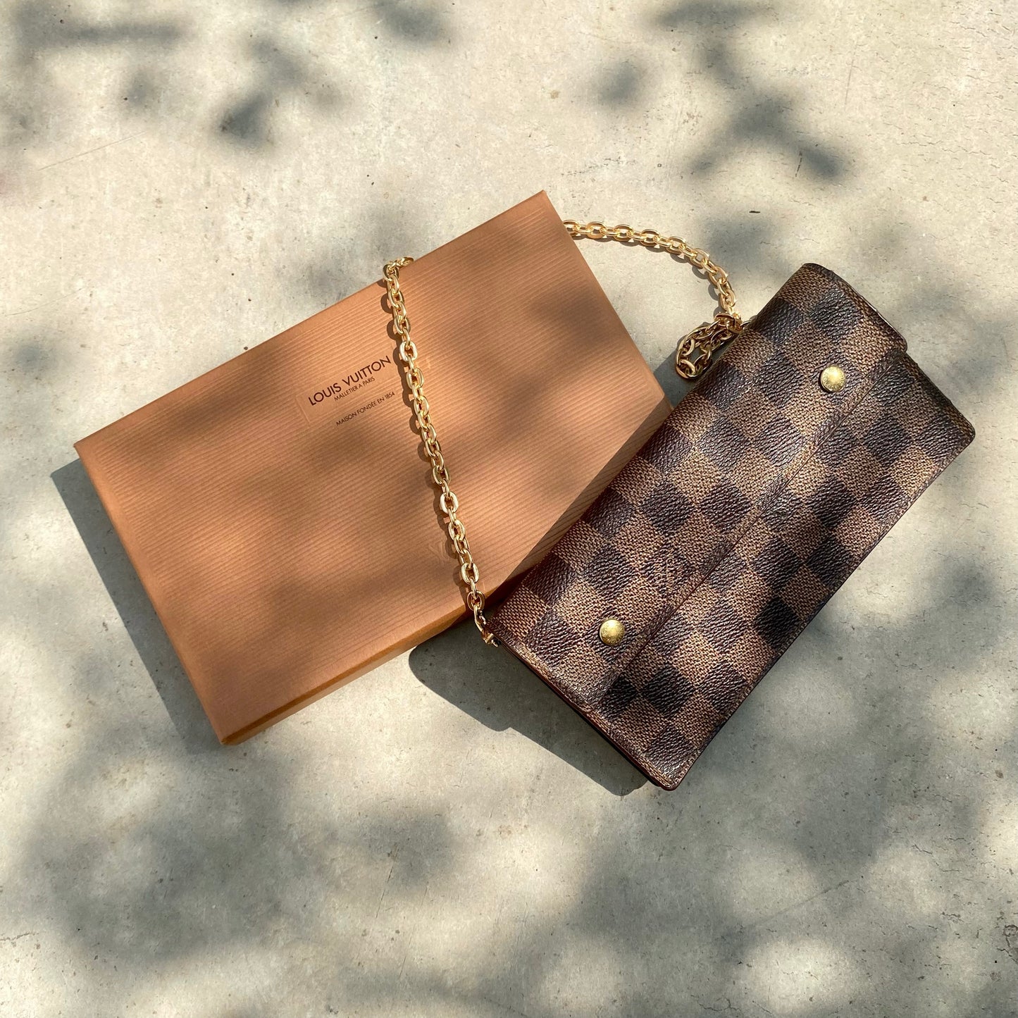 Louis Vuitton Portefeuille Accordion Long Chain Wallet Damier Ebene