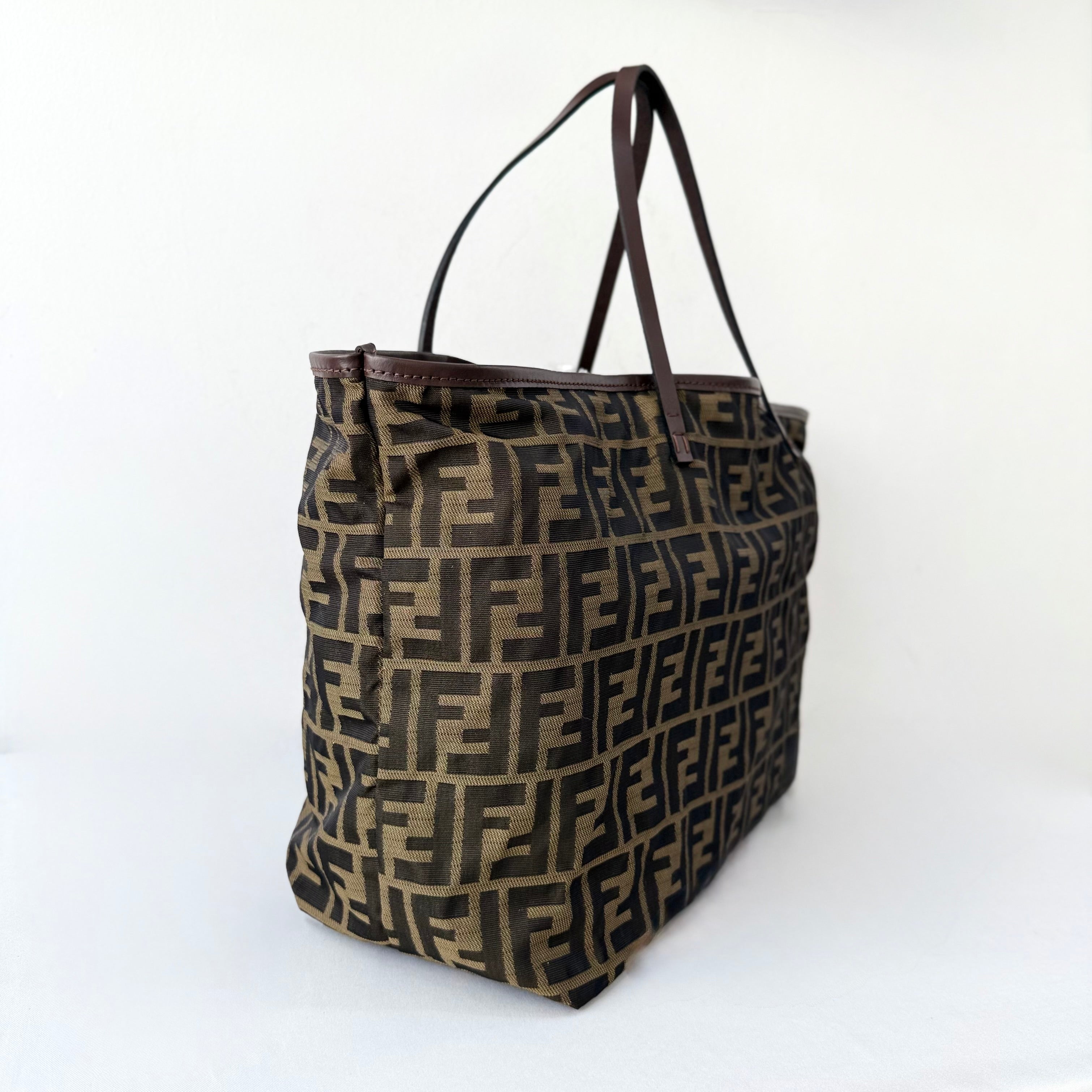 Fendi Zucca Zucchino Roll Bag Tote with pochette
