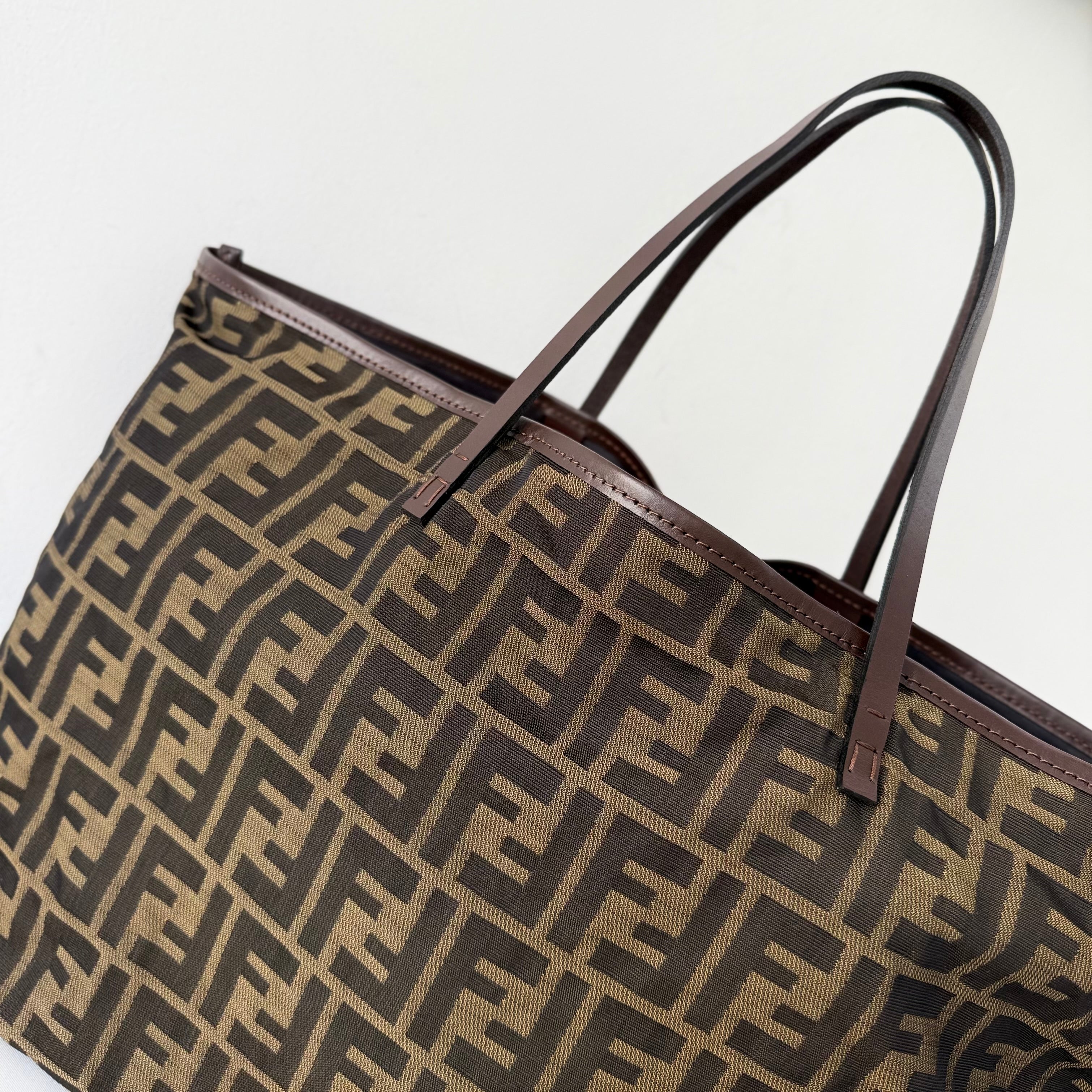 Fendi Zucca Zucchino Roll Bag Tote with pochette