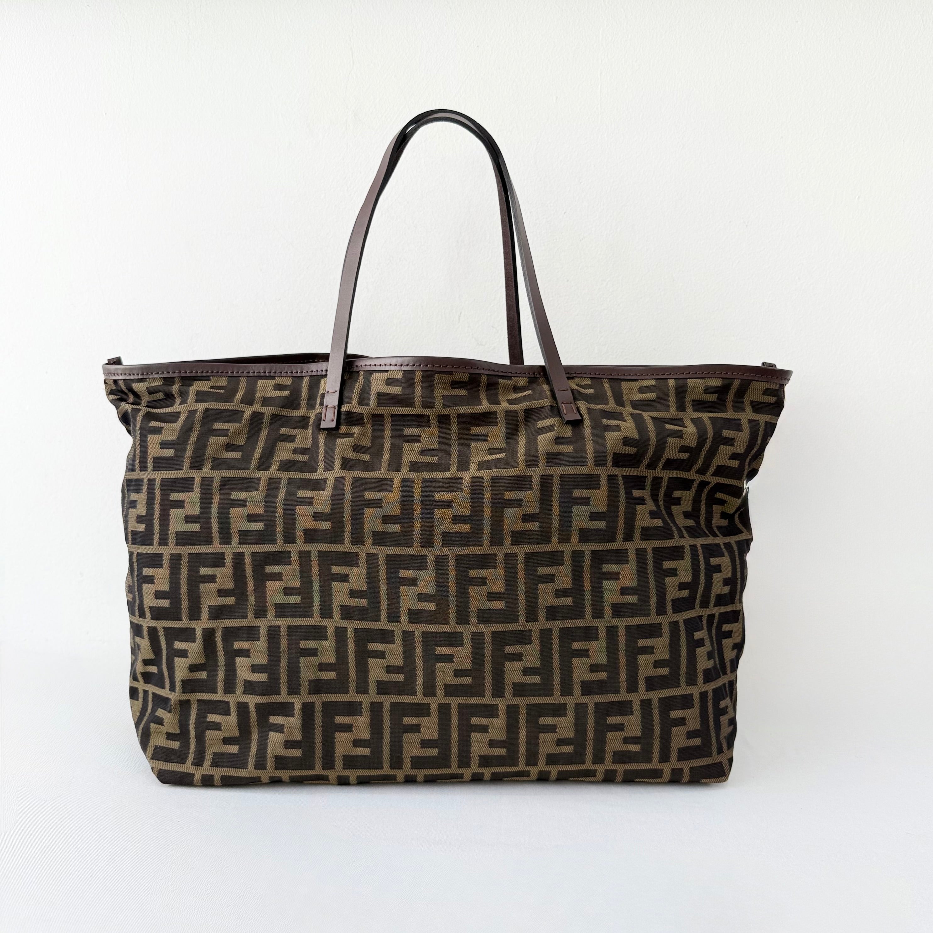Fendi Zucca Zucchino Roll Bag Tote with pochette