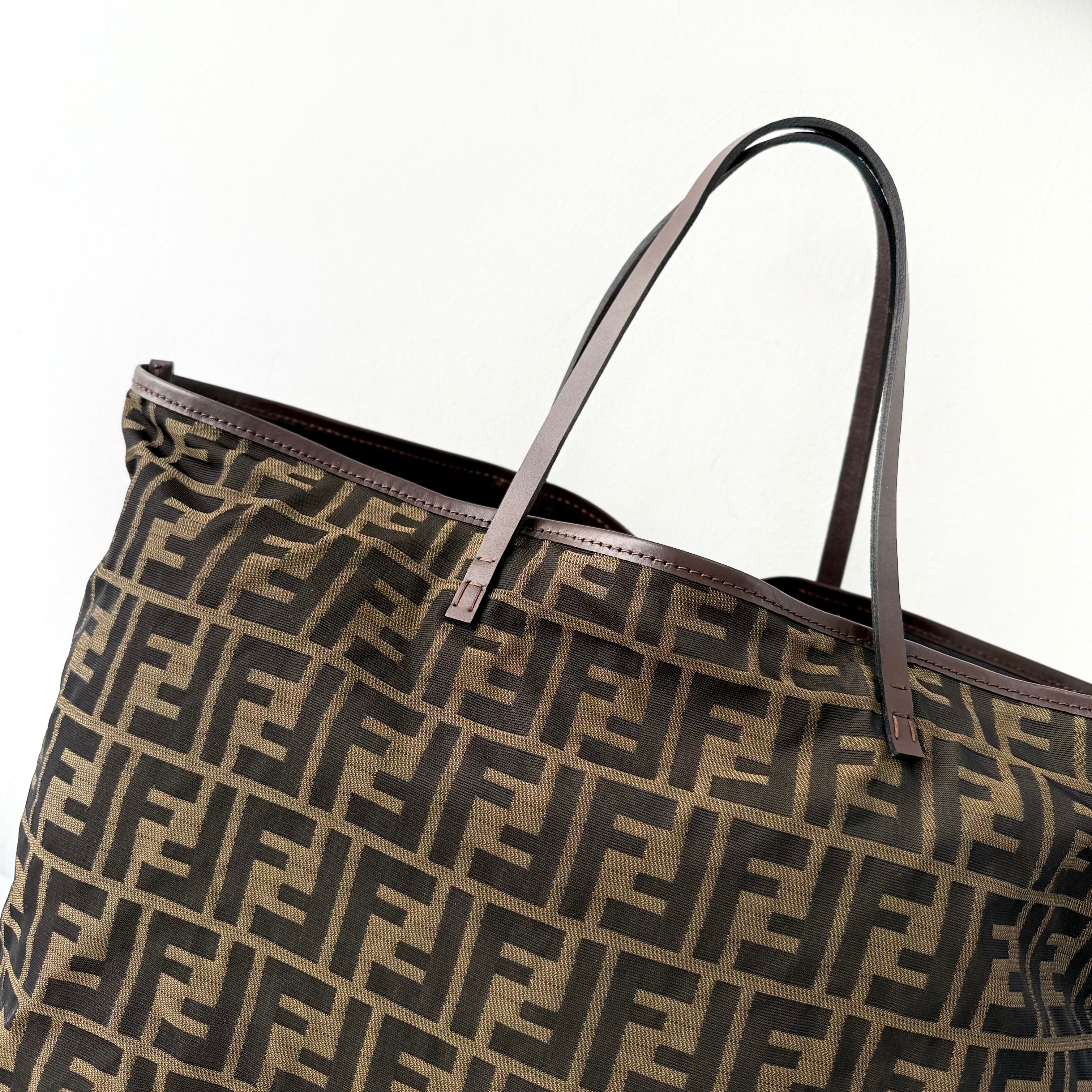 Fendi Zucca Zucchino Roll Bag Tote with pochette