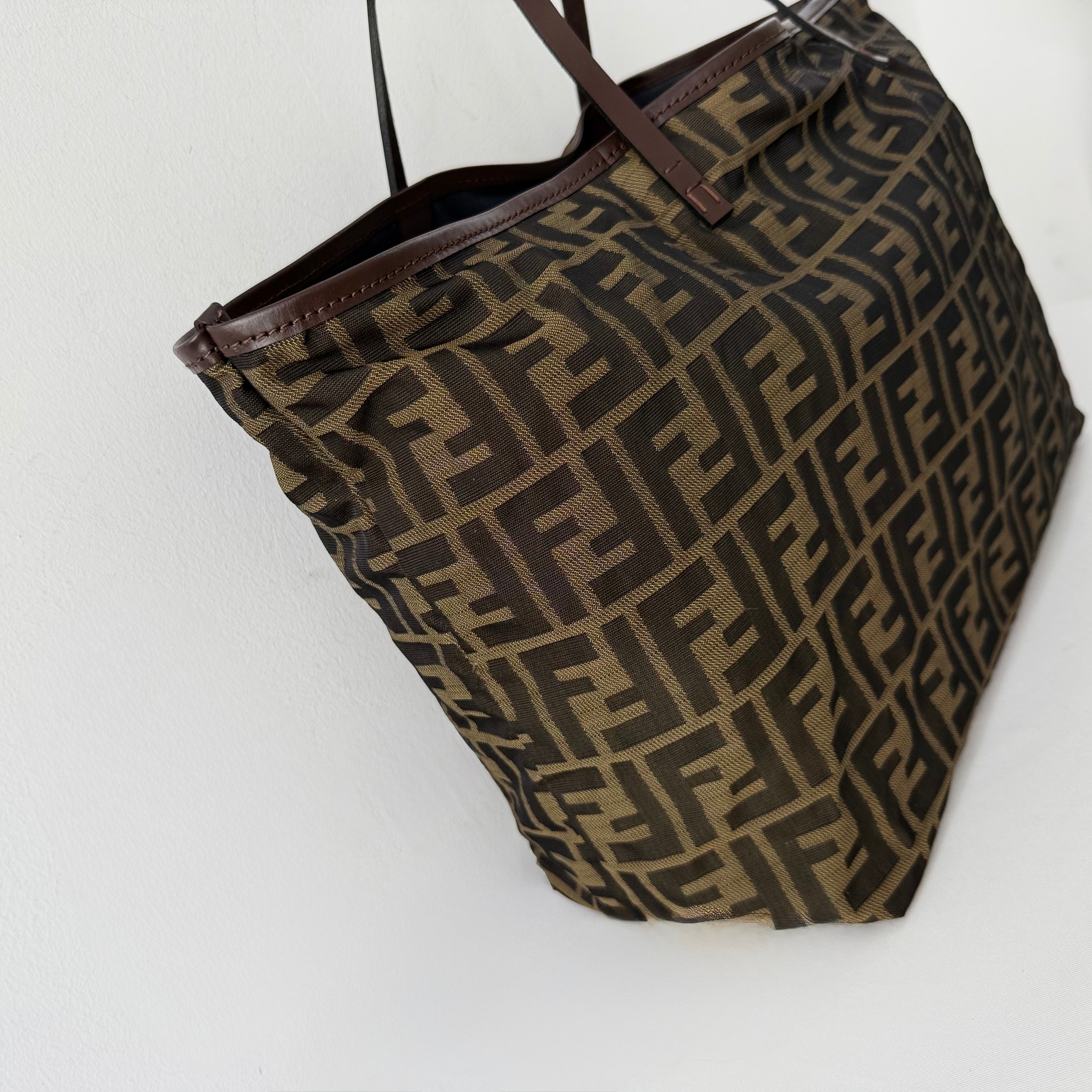 Fendi Zucca Zucchino Roll Bag Tote with pochette