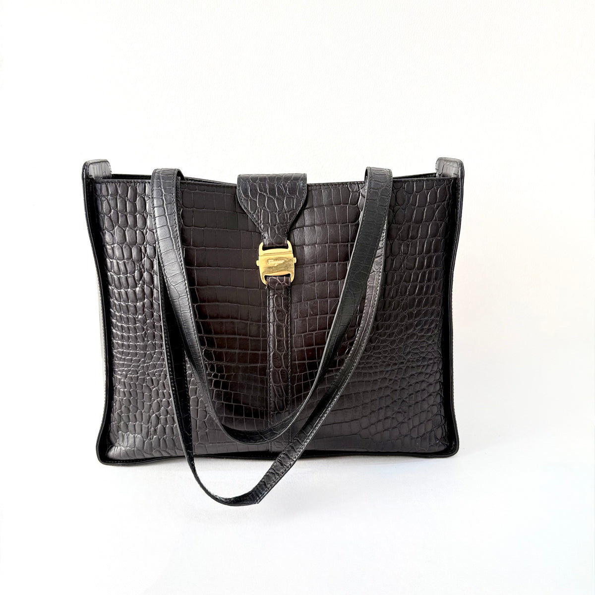 Salvatore Ferragamo Embossed Leather Shoulder Bag