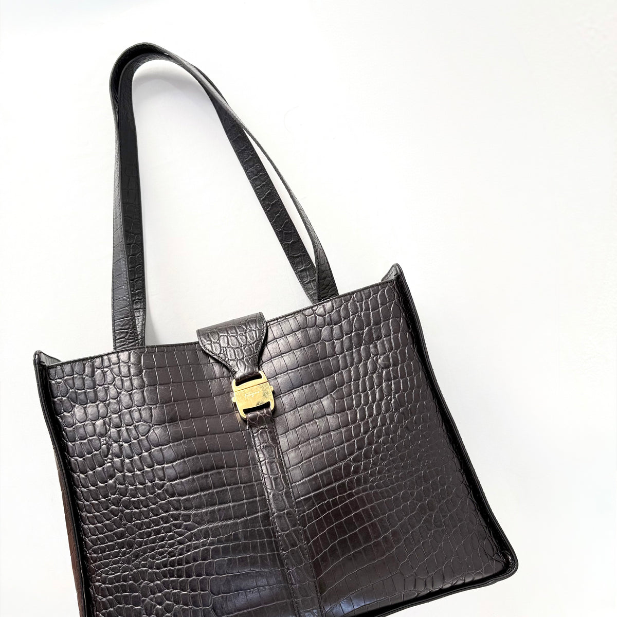 Salvatore Ferragamo Embossed Leather Shoulder Bag