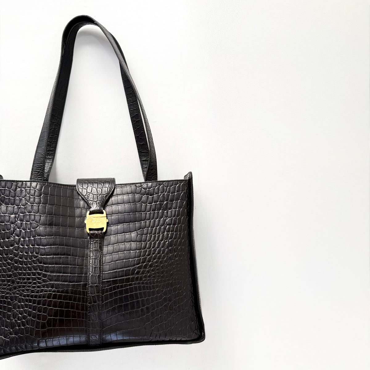 Salvatore Ferragamo Embossed Leather Shoulder Bag