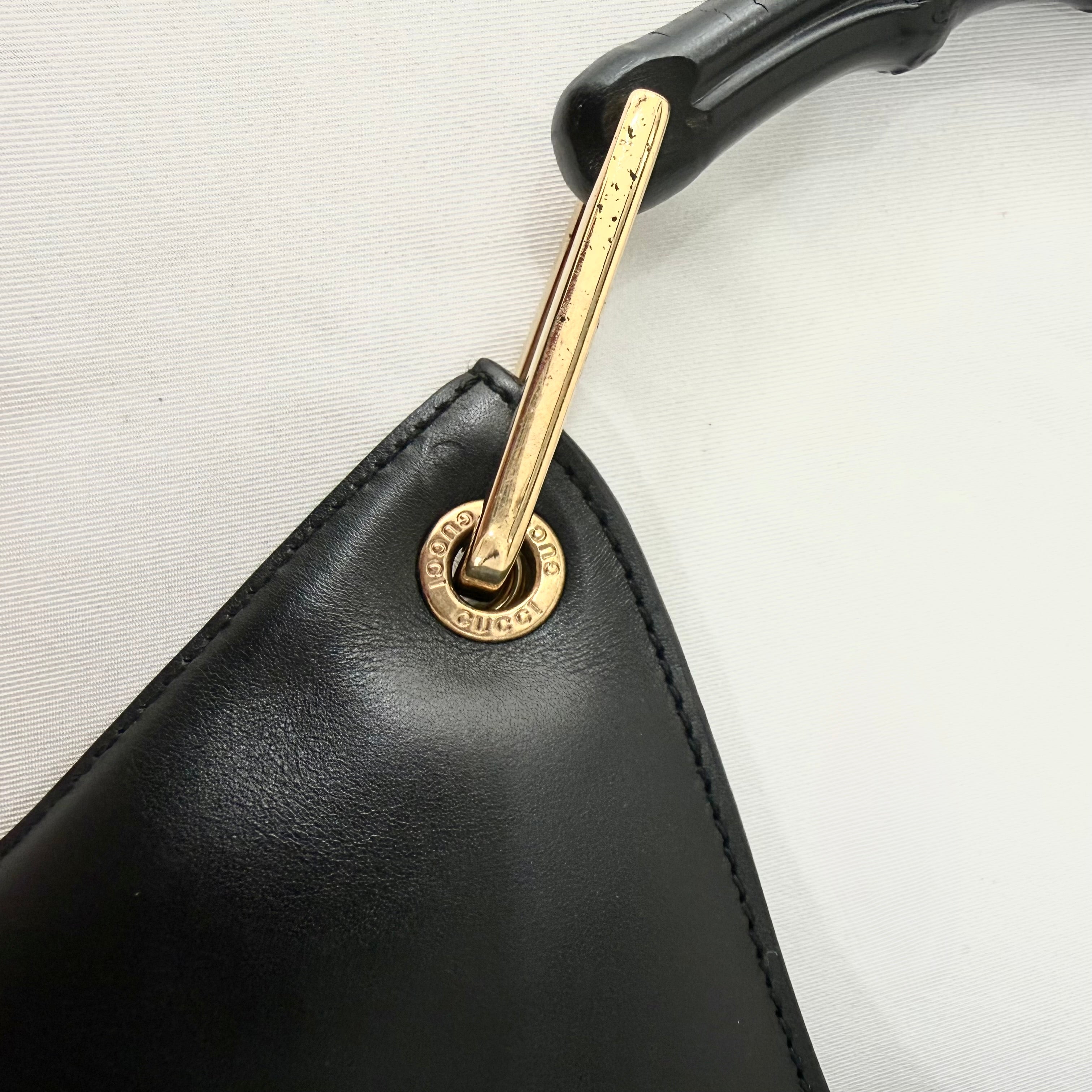 Gucci Bamboo Shoulder Bag in Black Leather
