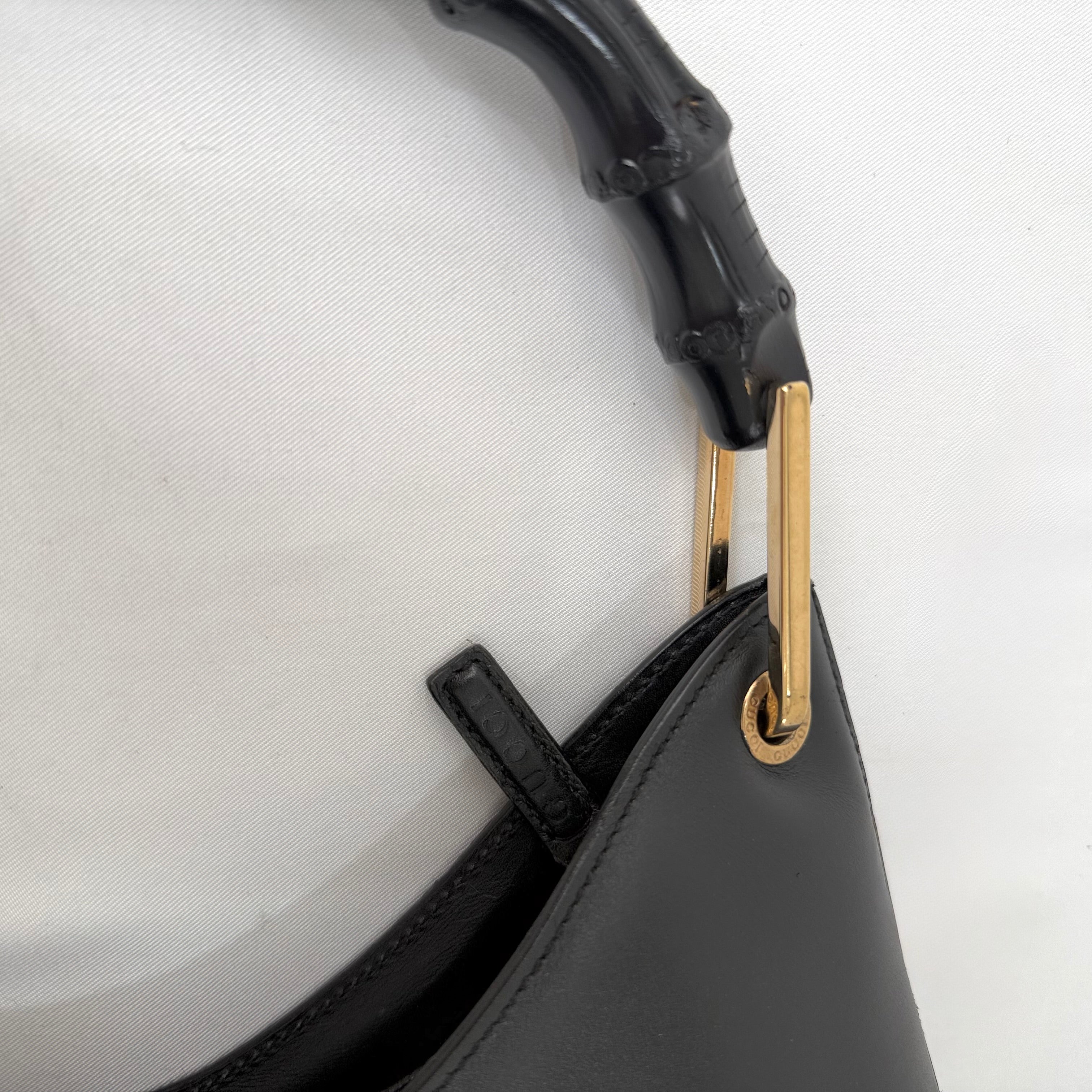 Gucci Bamboo Shoulder Bag in Black Leather