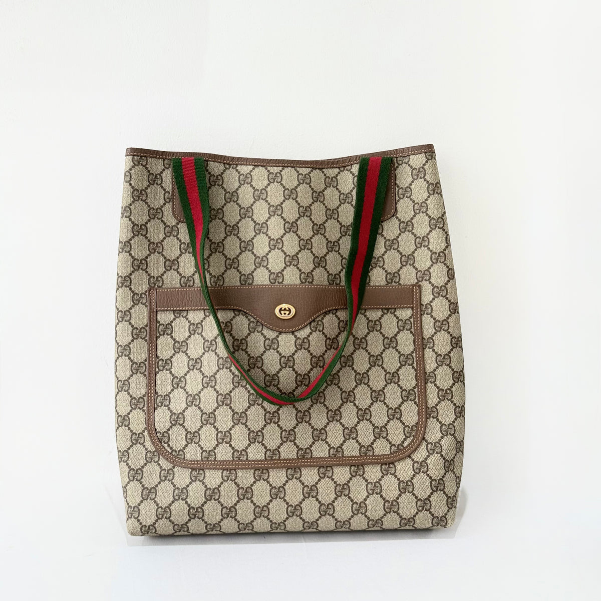 GUCCI GG Coated Canvas Web Sherry Line Tote Bag