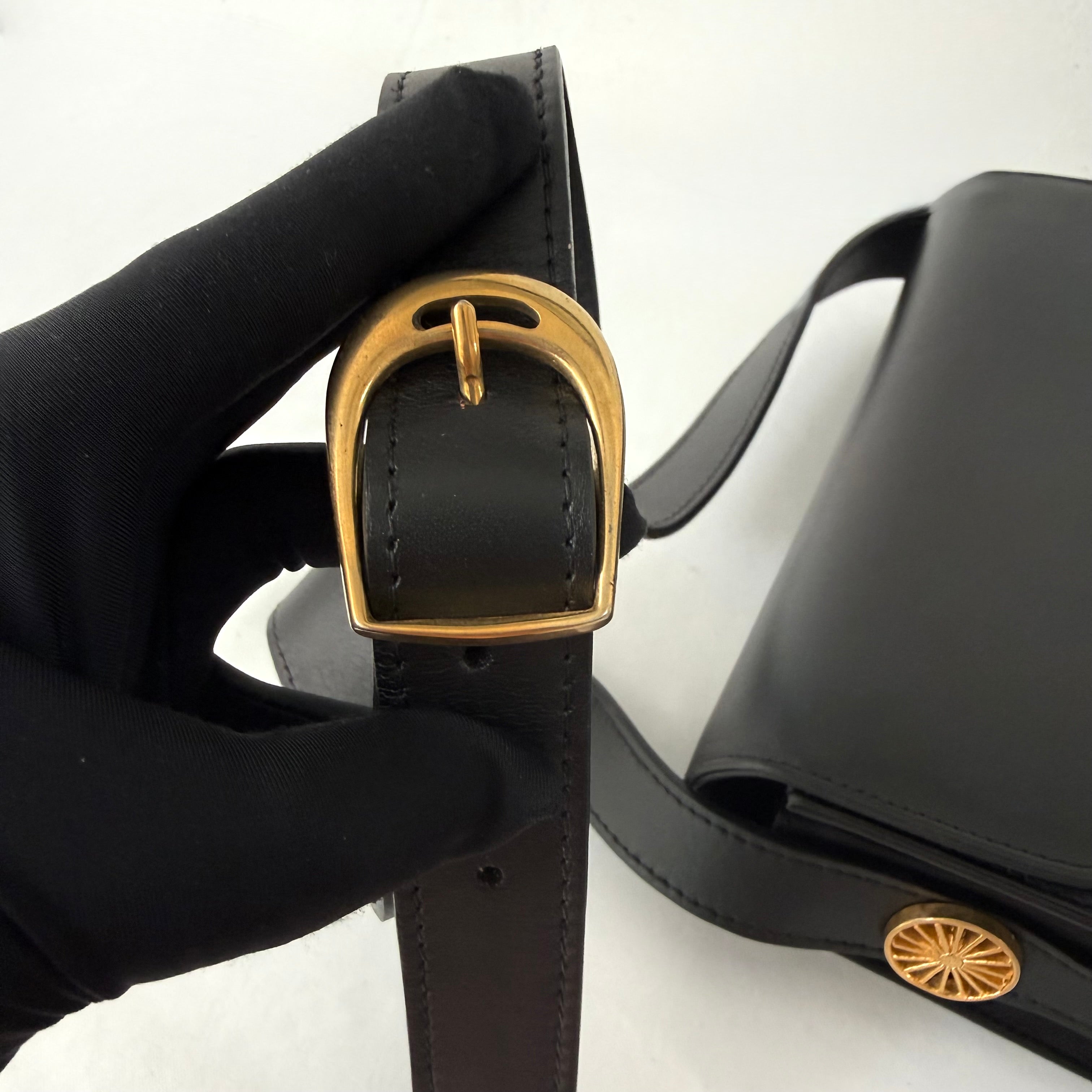 Celine Black Horse Carriage Shoulder Bag