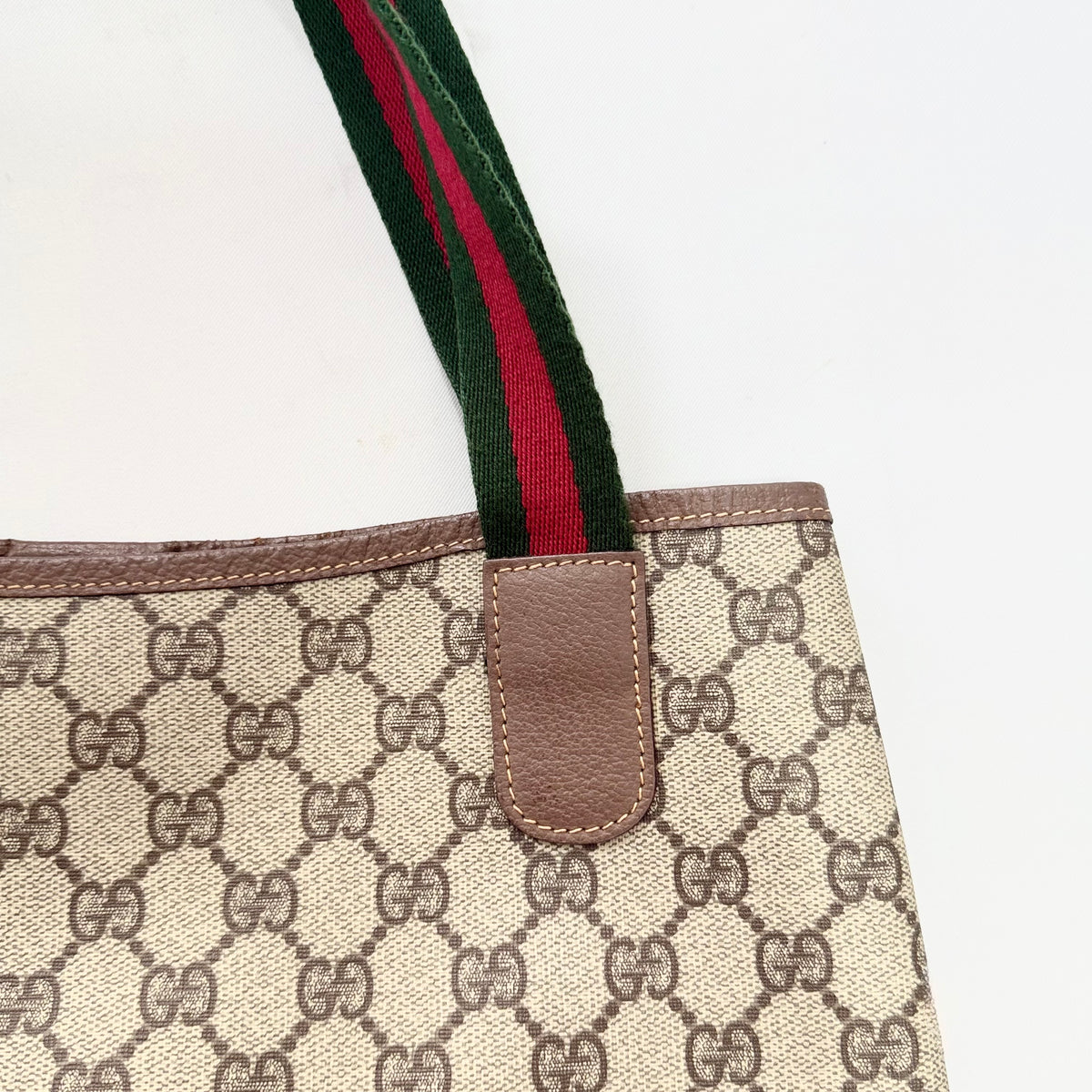 GUCCI GG Coated Canvas Web Sherry Line Tote Bag