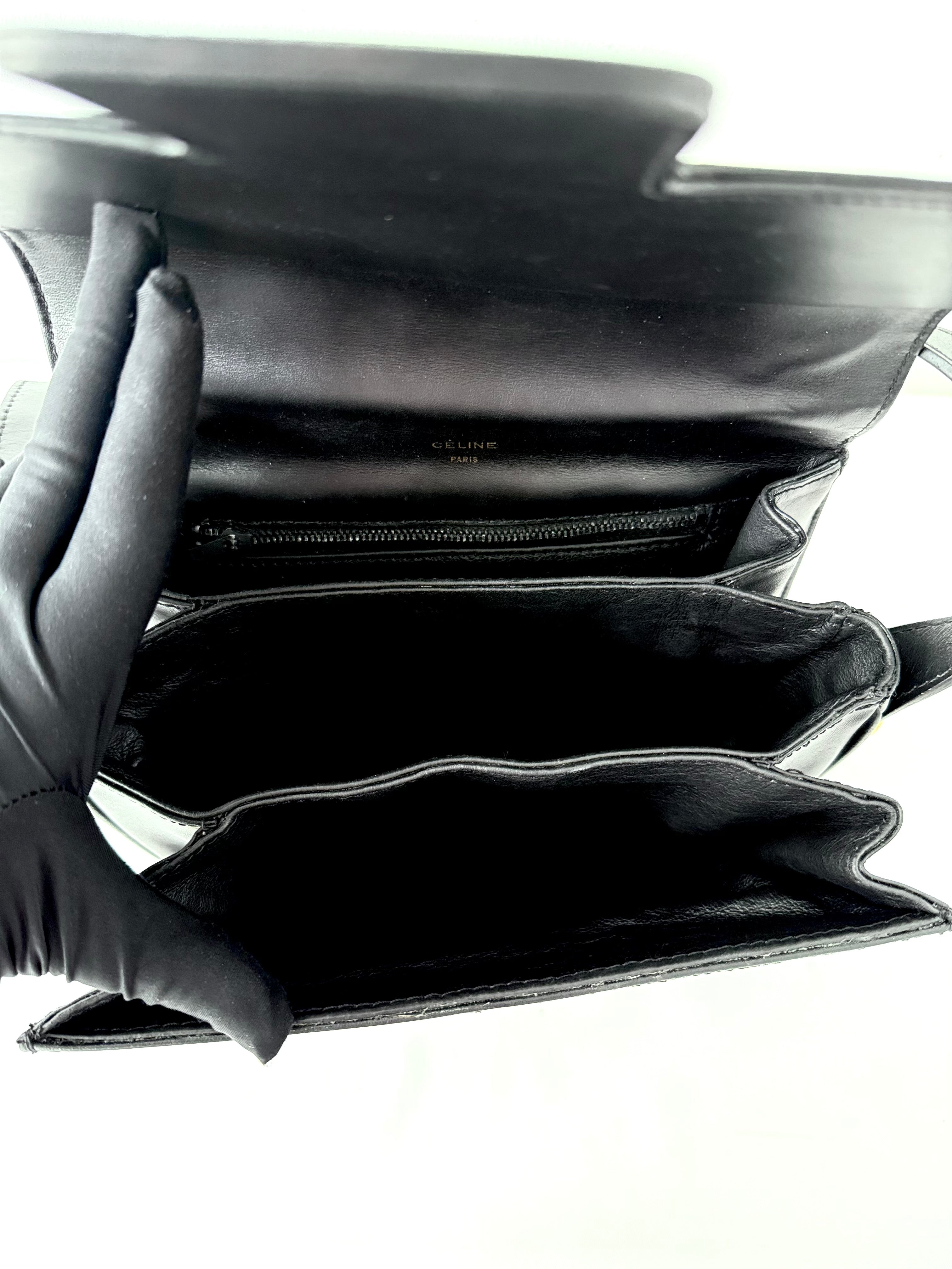 Celine Black Horse Carriage Shoulder Bag