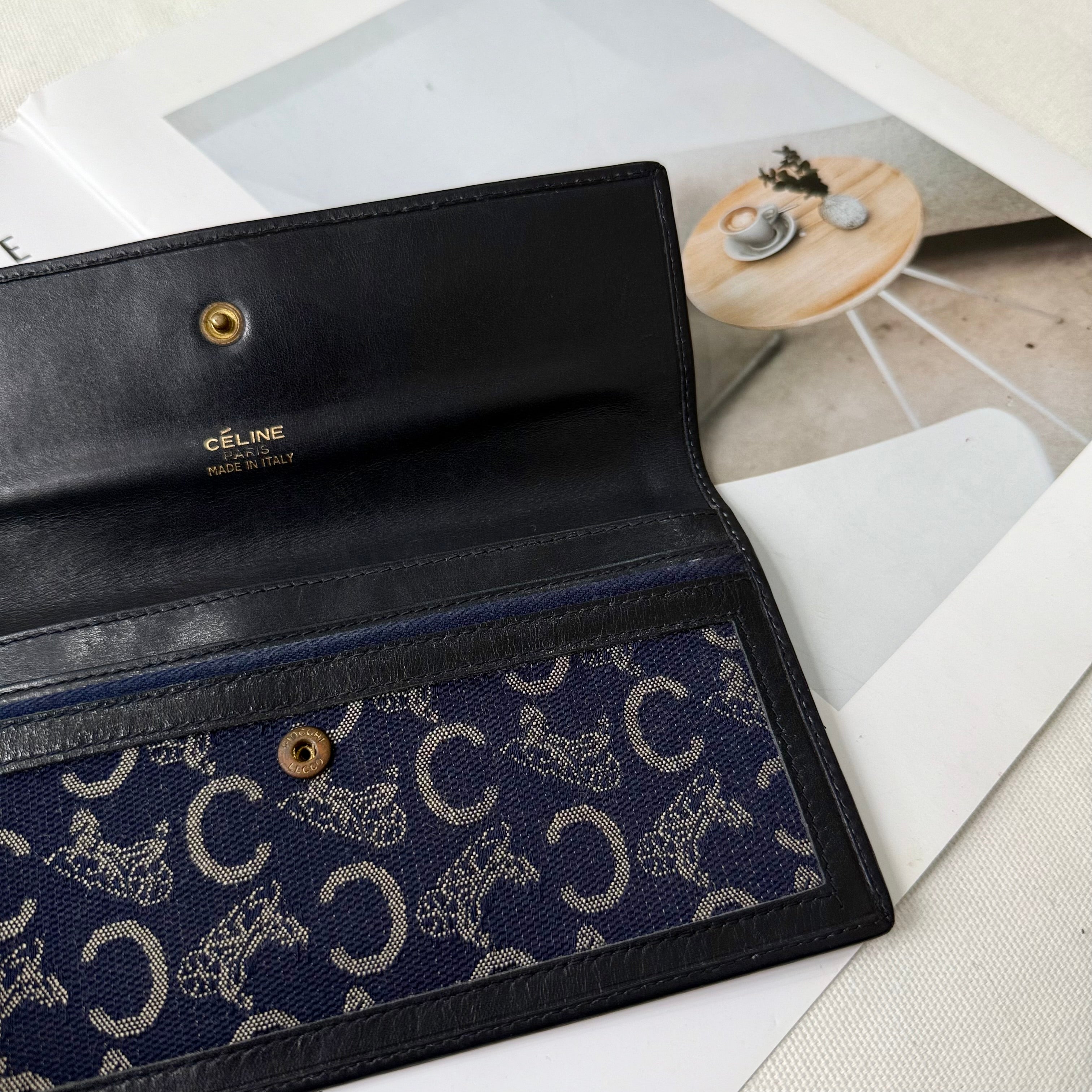 Celine Macadam Long Wallet Horse Carriage Canvas