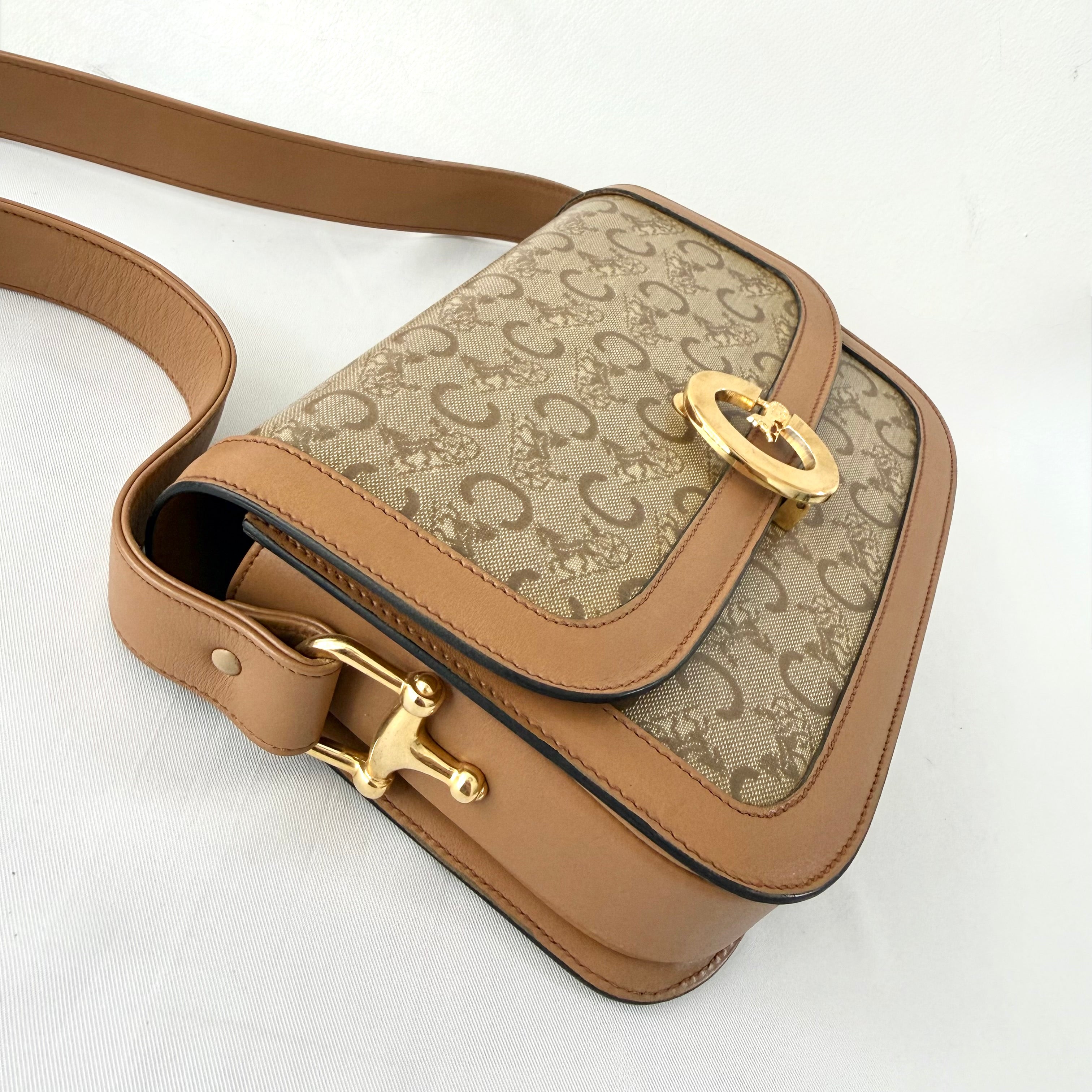 Celine Vintage Horse Carriage C Macadam Brown Shoulder Bag