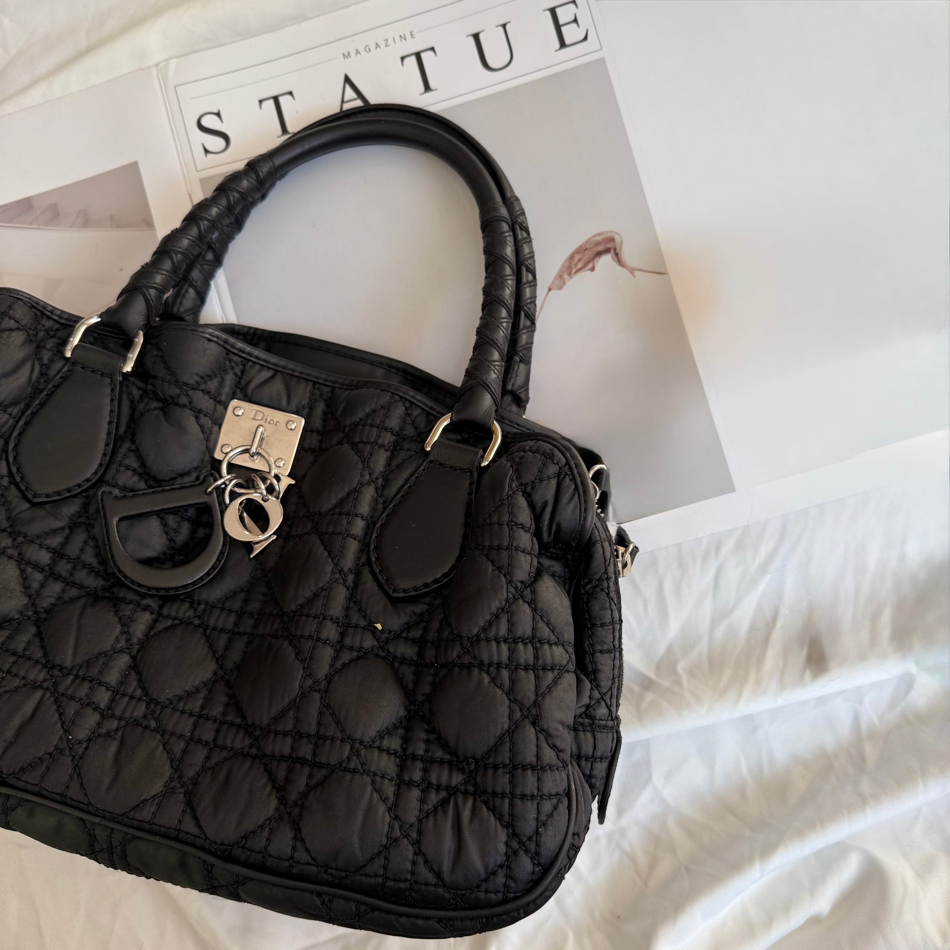 Christian Dior Black Cannage Nylon Charming Shoulder Bag
