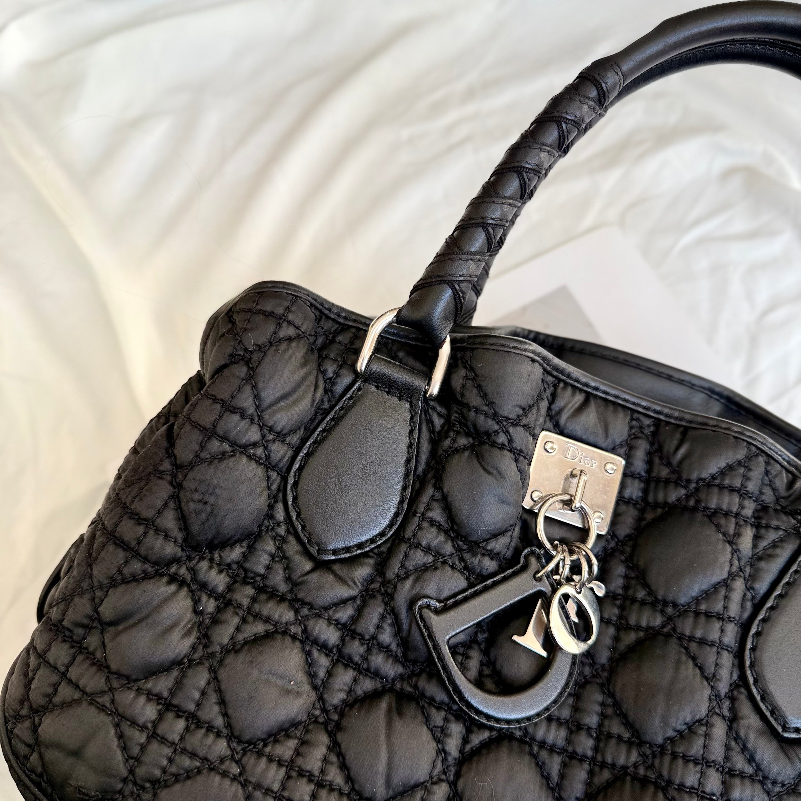Christian Dior Black Cannage Nylon Charming Shoulder Bag
