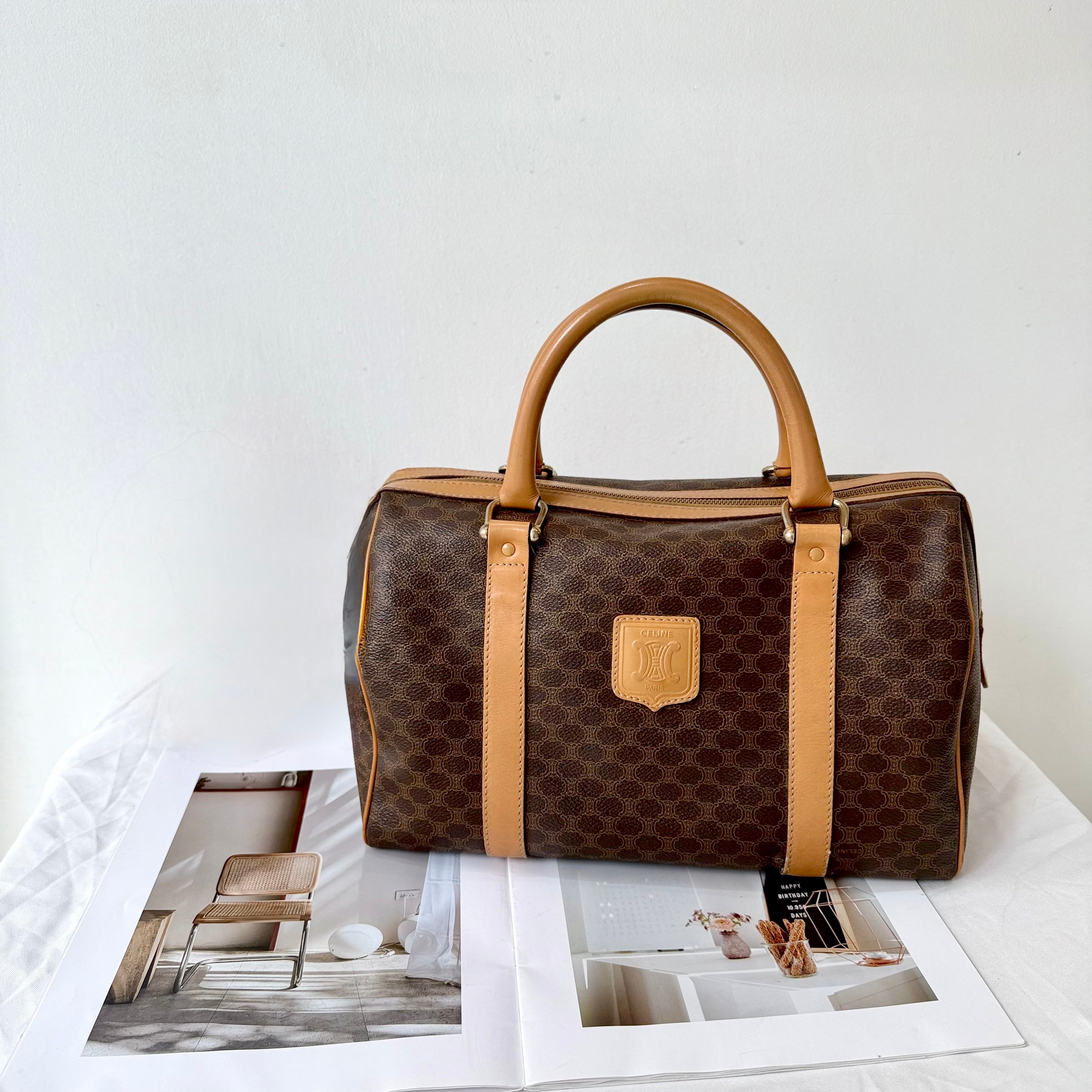 Celine Brown Macadam Boston Bag