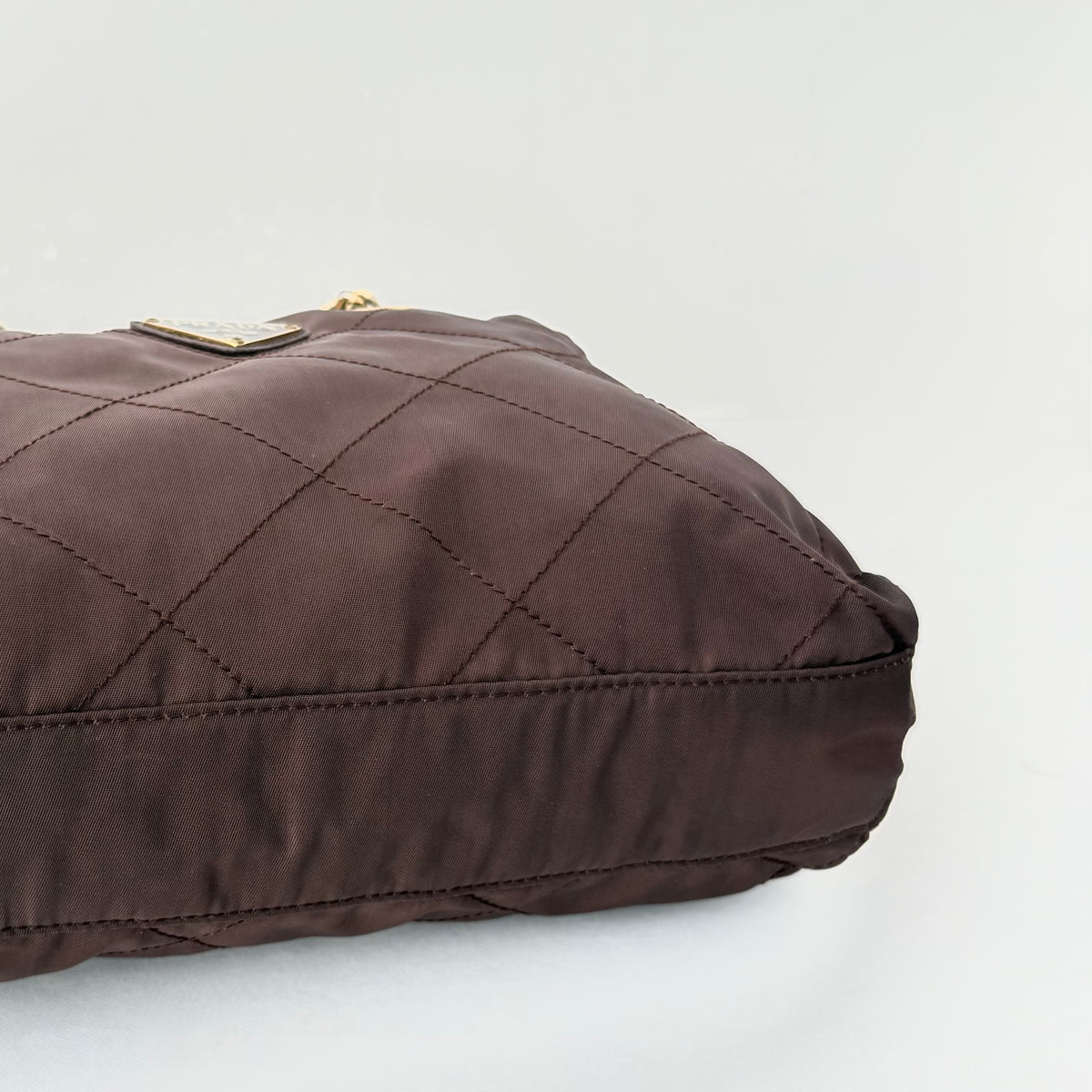 Prada Brown Nylon Tessuto Quilted Flap Shoulder bag