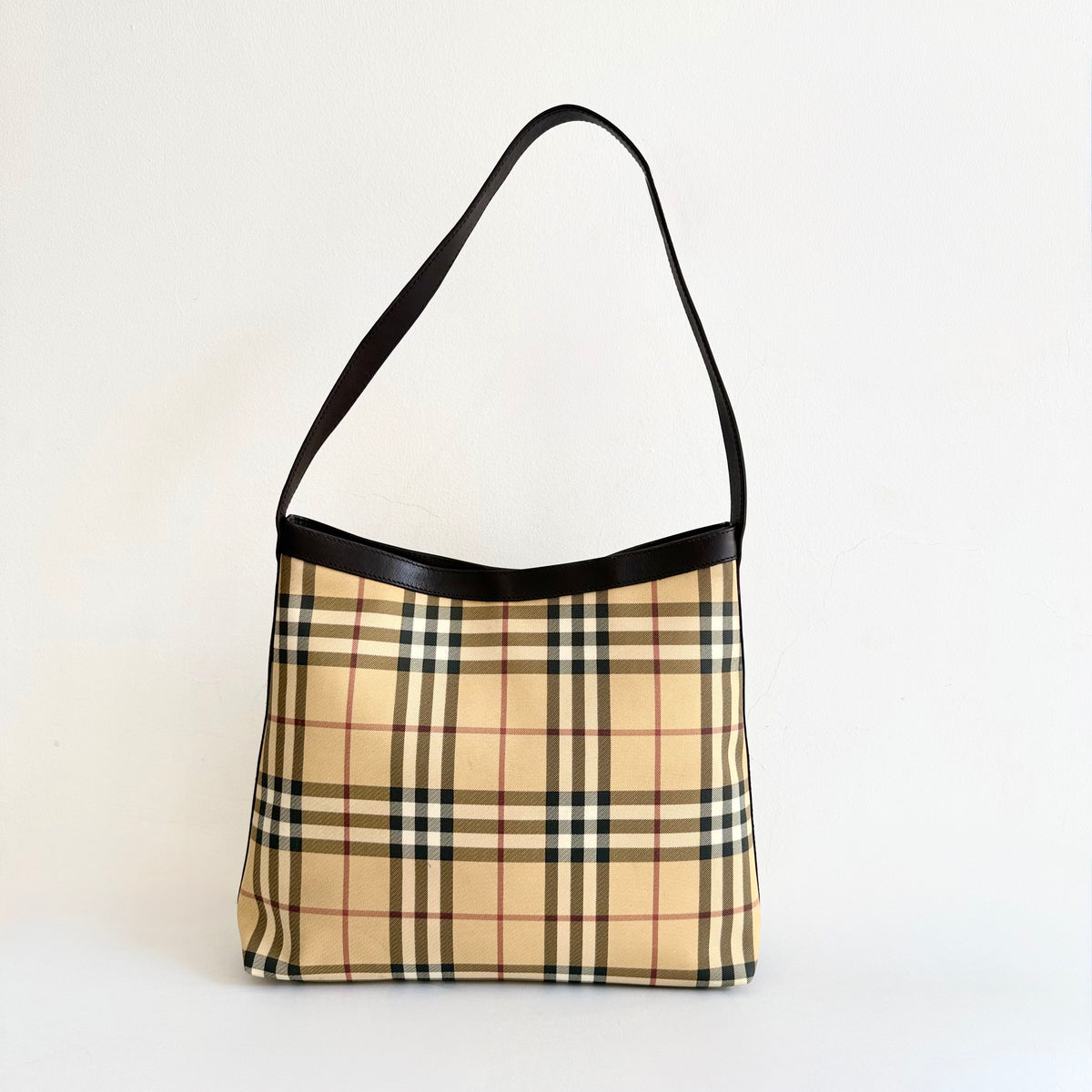 BURBERRY Nova Check Shoulder Bag Coated Canvas Beige