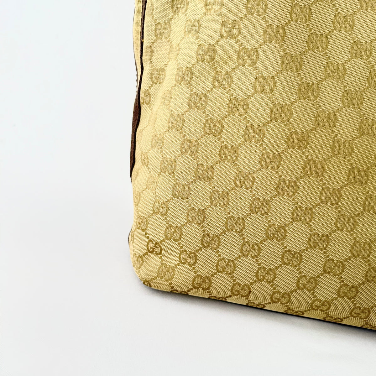 Gucci Monogram Web Bucket Tote Brown