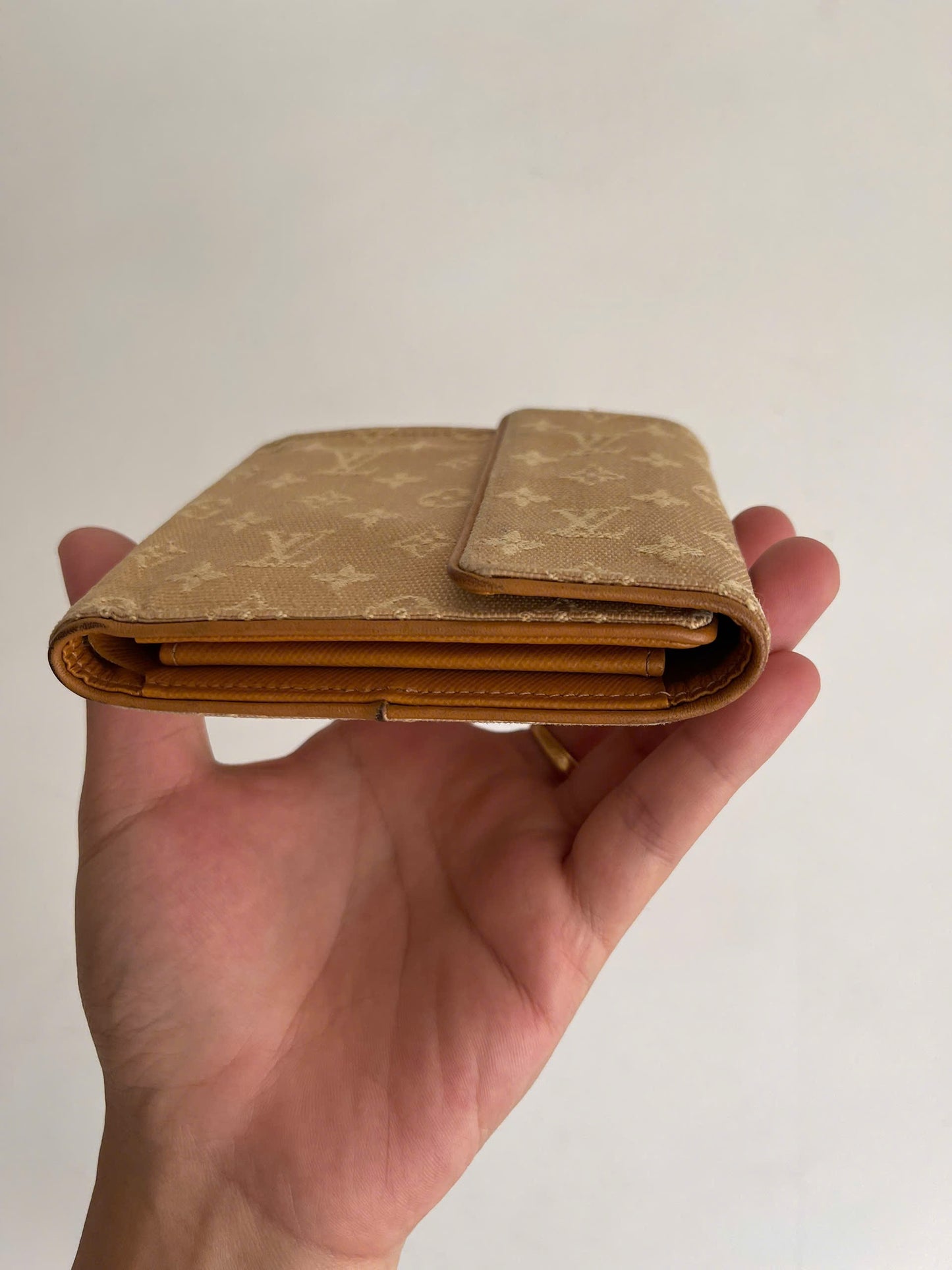 Louis Vuitton Khaki Monogram Mini Lin Compact Wallet