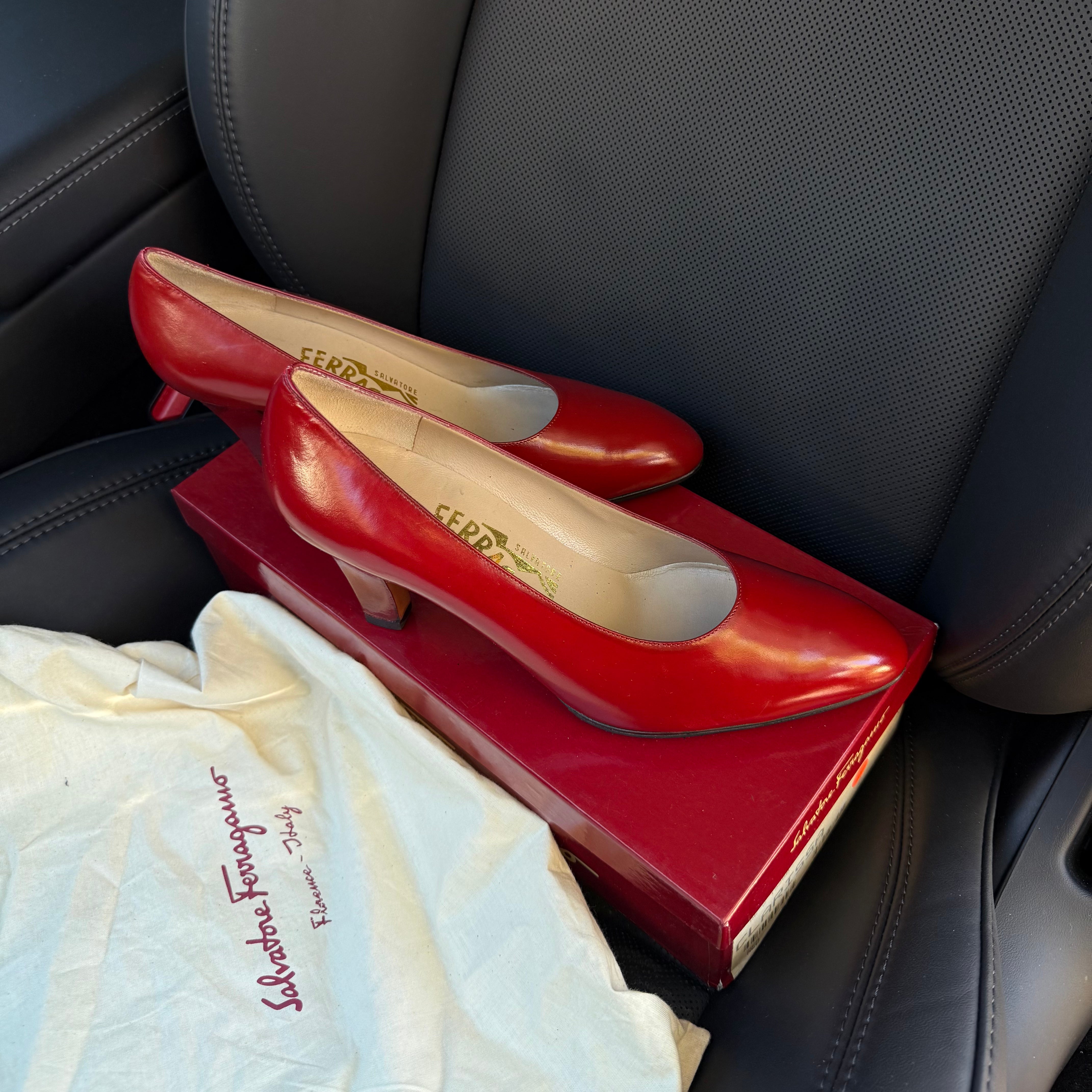 Salvatore Ferragamo Red Leather Heels 7cm