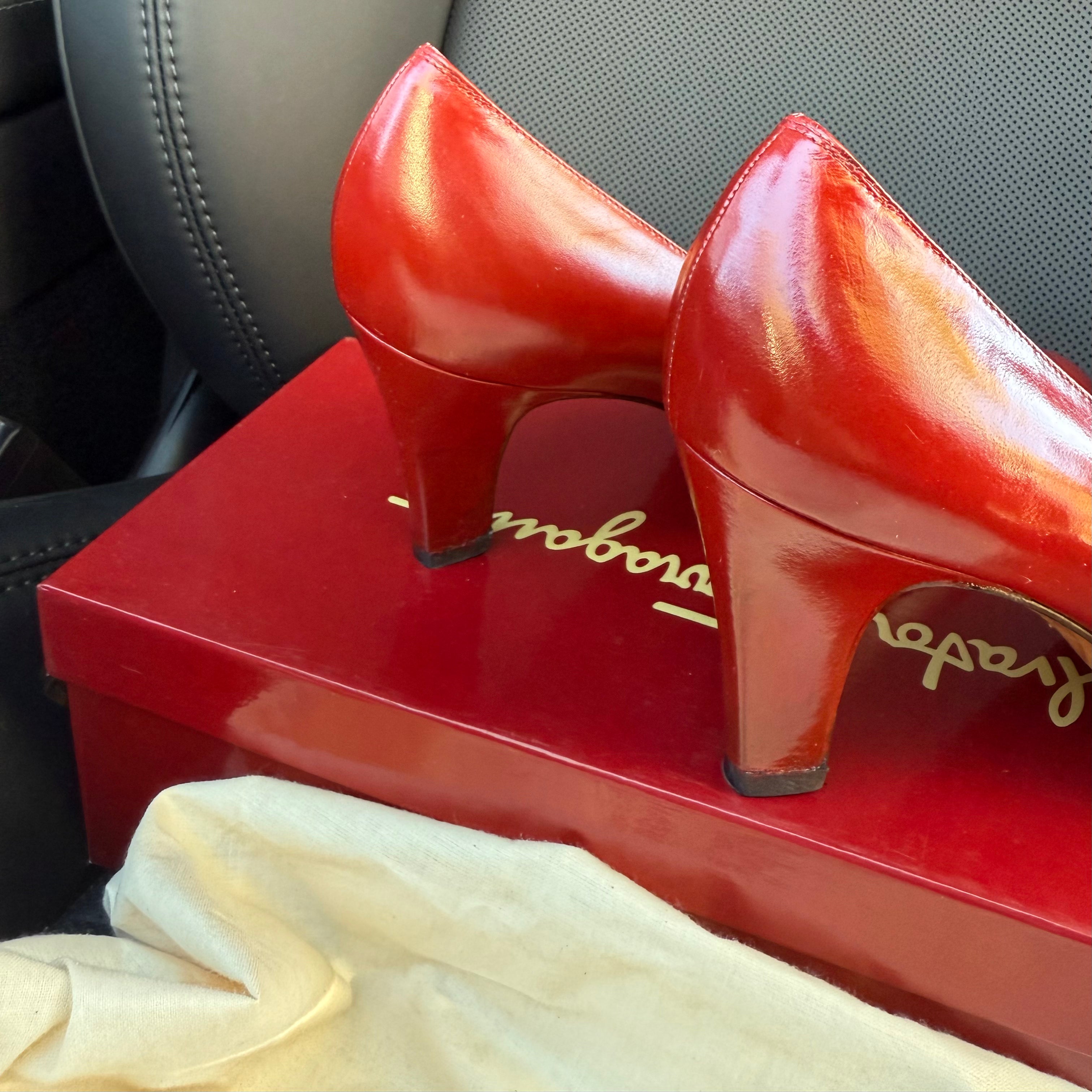 Salvatore Ferragamo Red Leather Heels 7cm