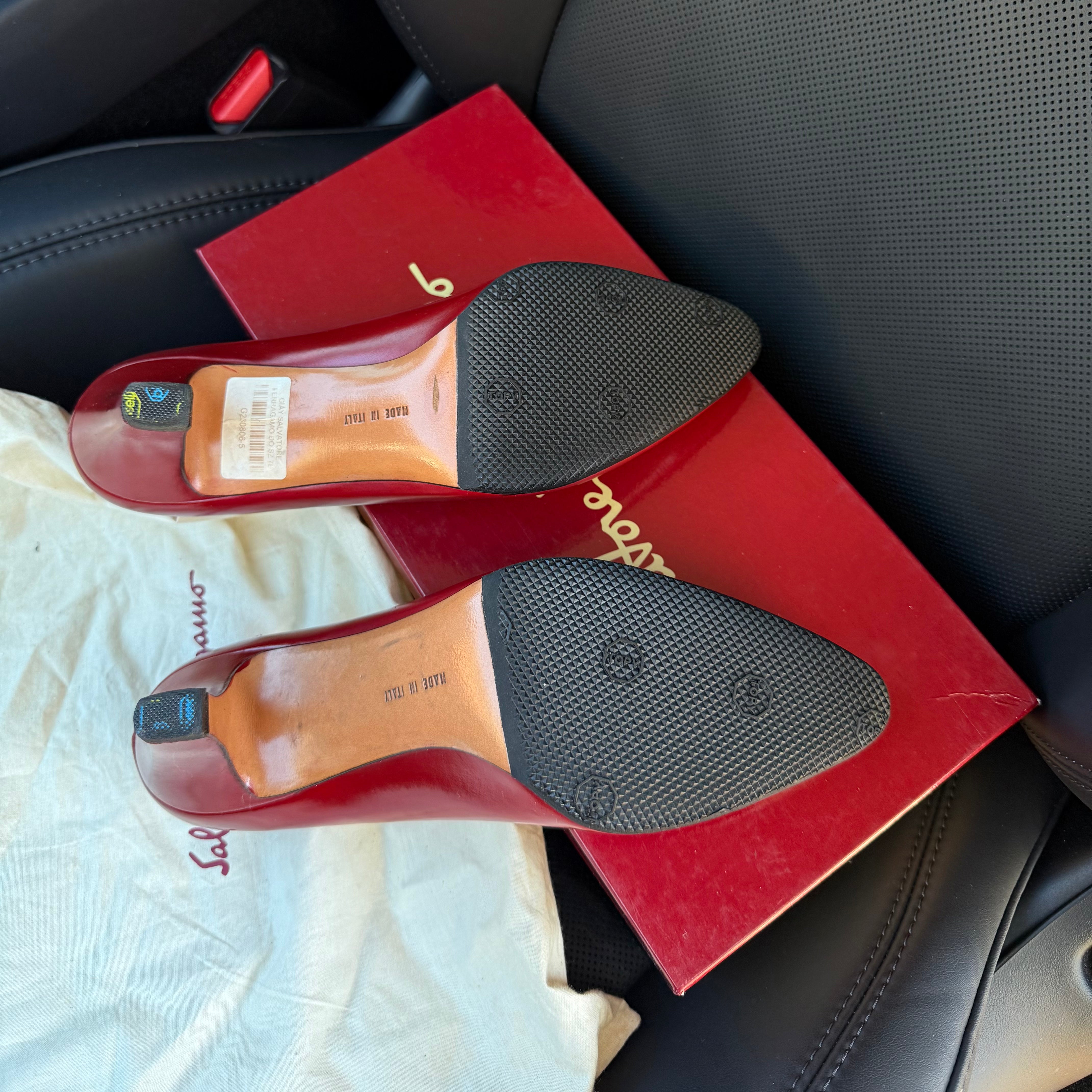 Salvatore Ferragamo Red Leather Heels 7cm