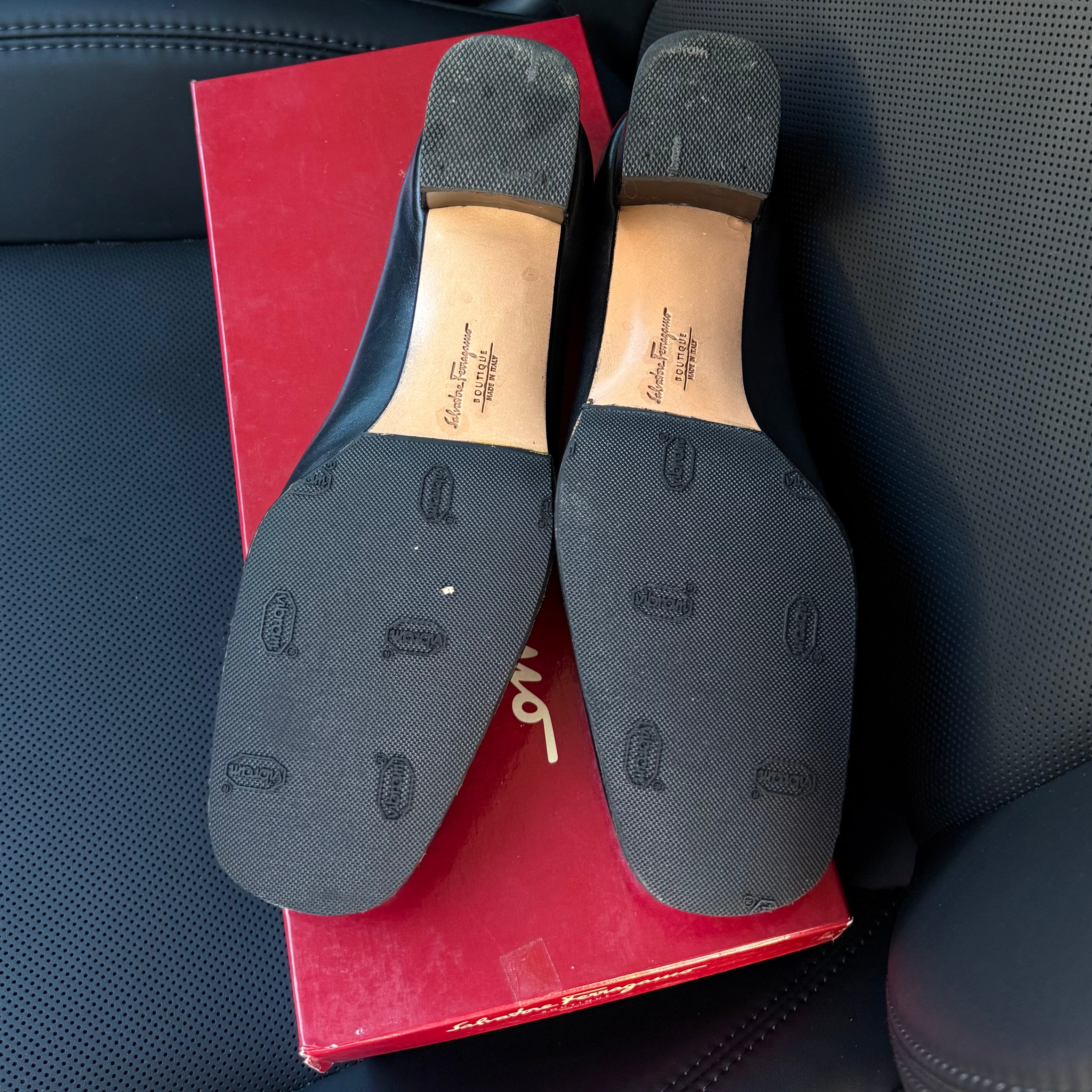 Salvatore Ferragamo Varaplate Black Leather Heels 4cm