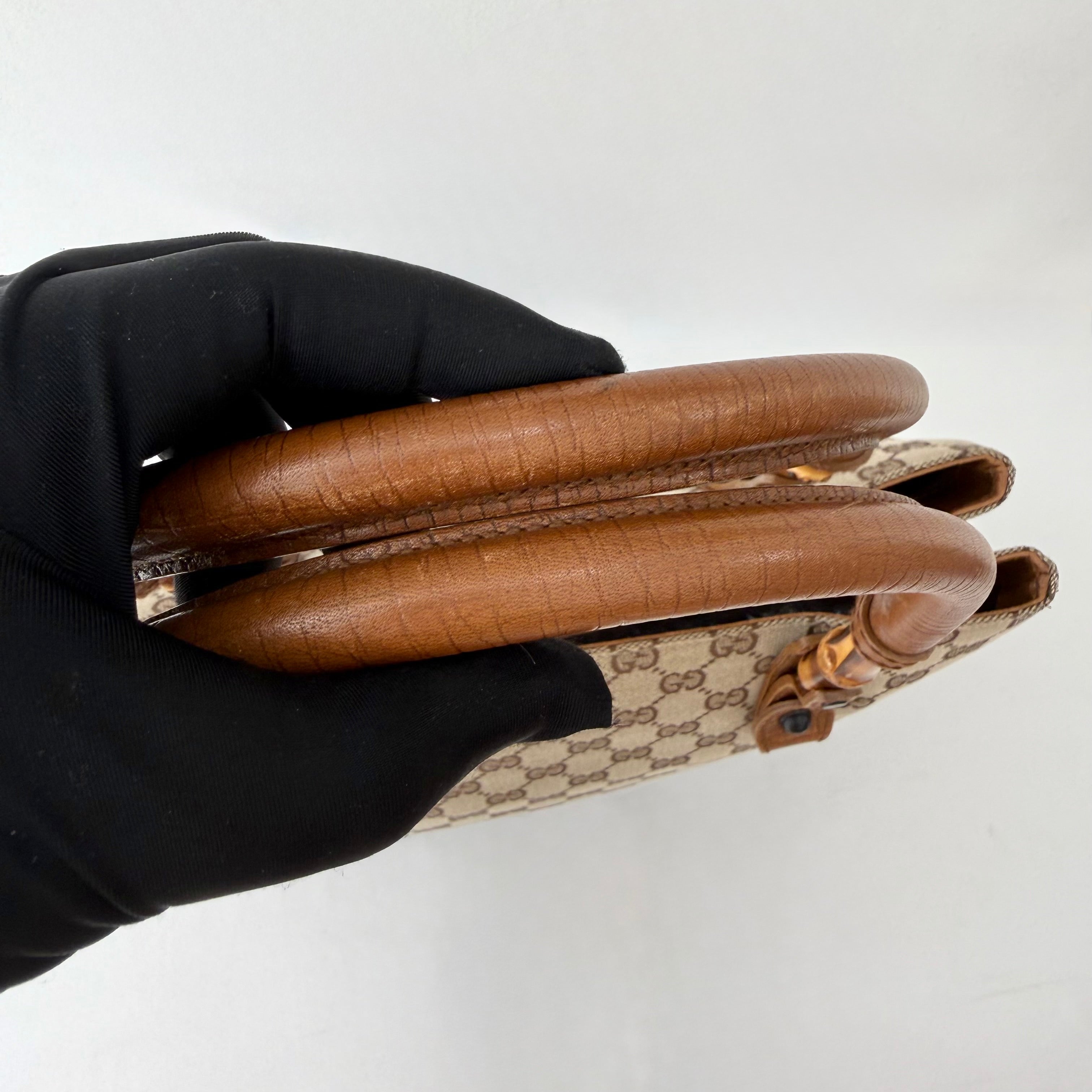 Gucci GG Supreme Tote Bag Bamboo Top Handle