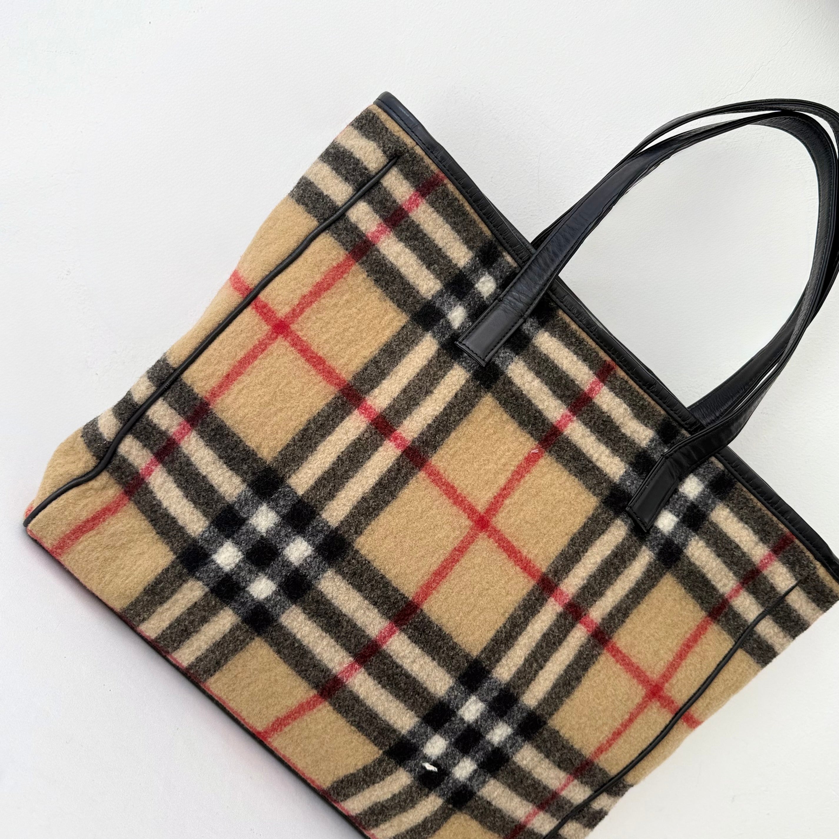 BURBERRY Nova Check Wool Beige Shoulder Bag