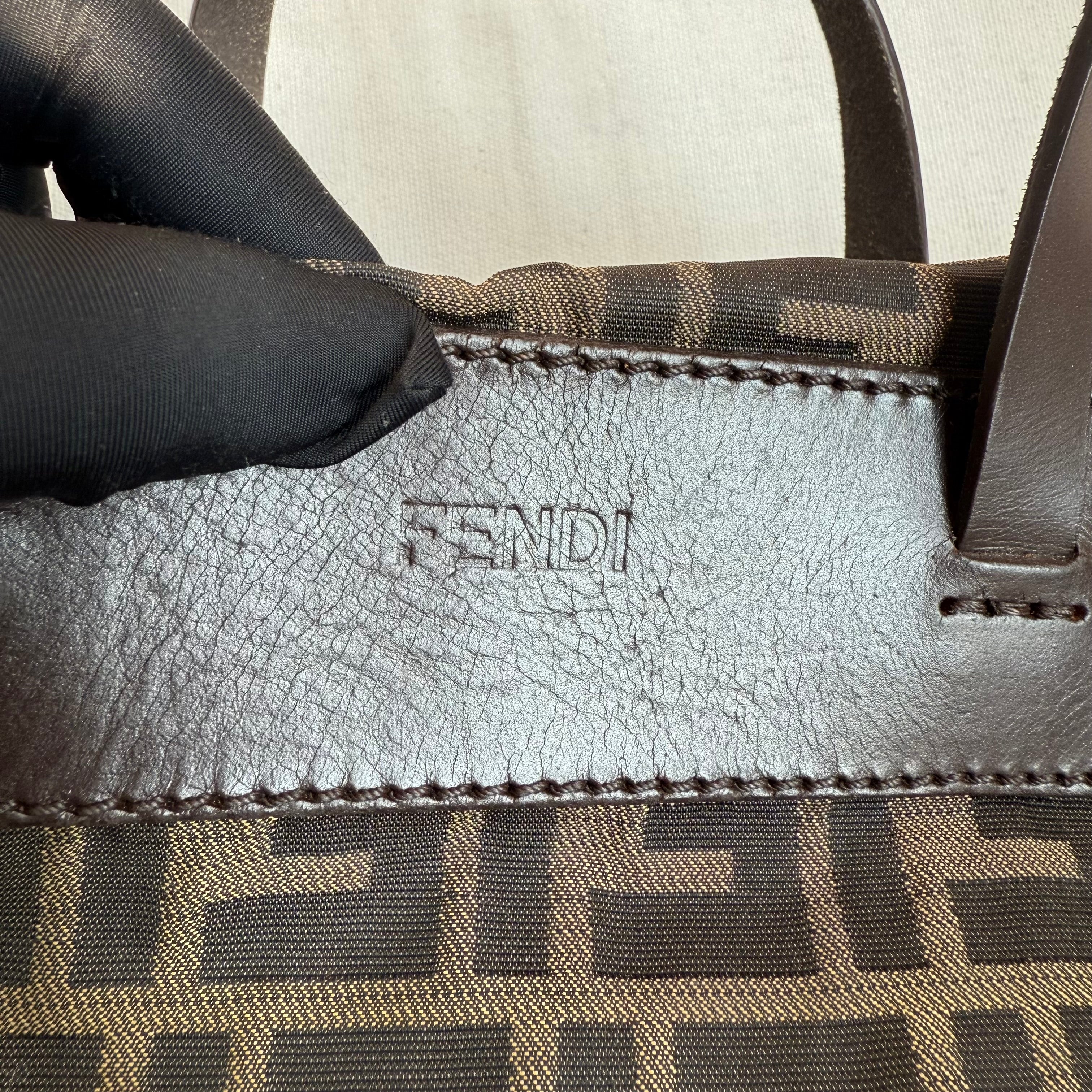 Fendi Brown Zucca FF Canvas Leather Trim