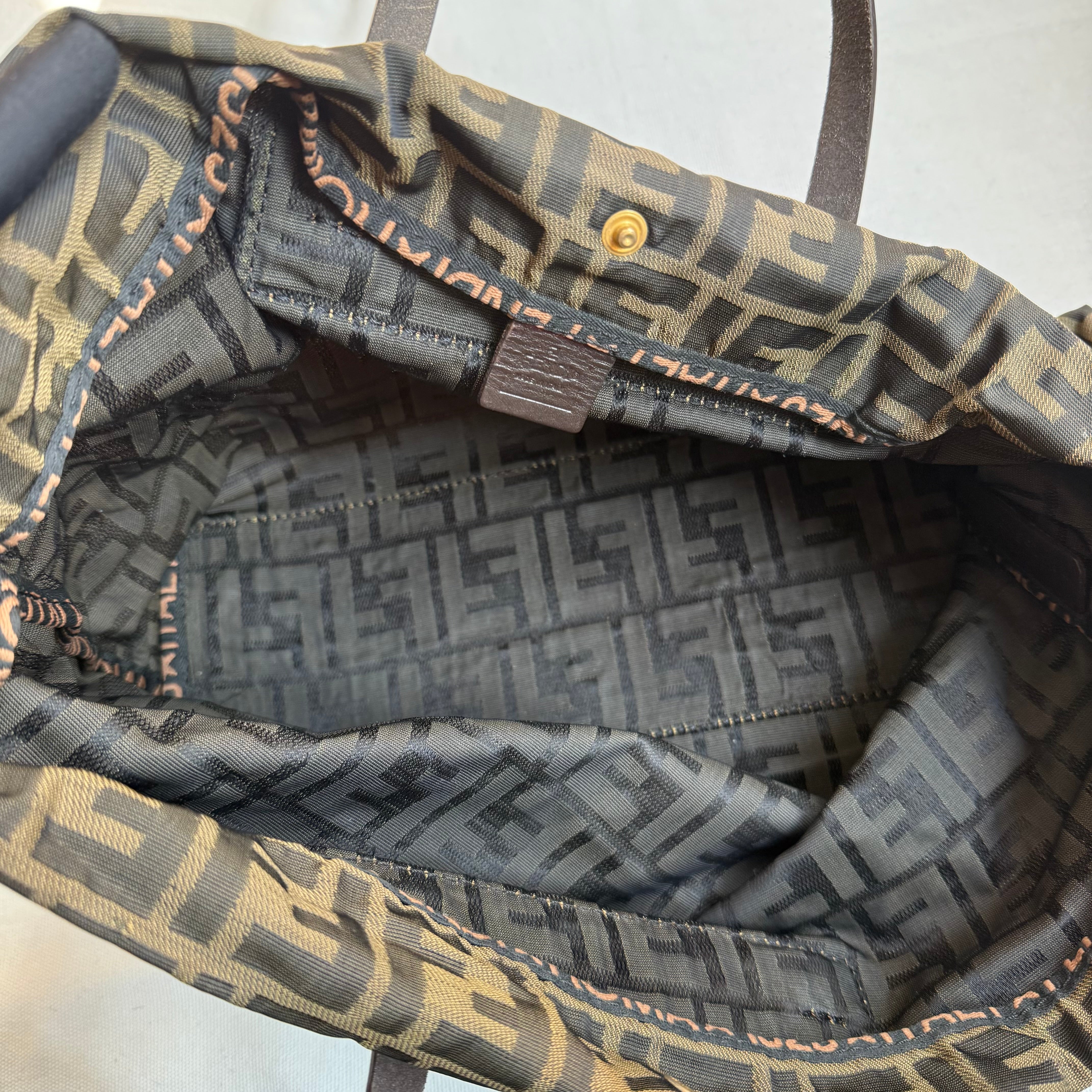 Fendi Brown Zucca FF Canvas Leather Trim