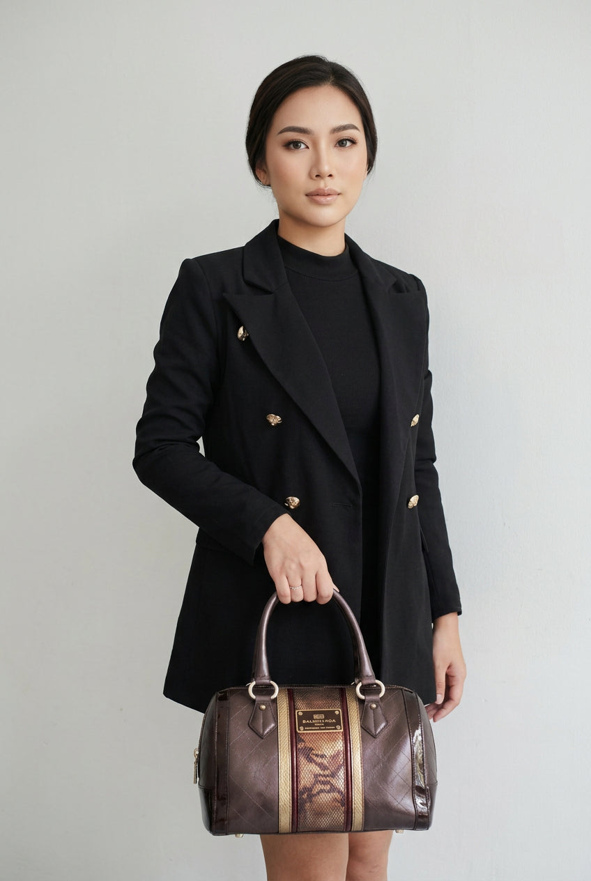 Balenciaga brown monogram top-handle bag