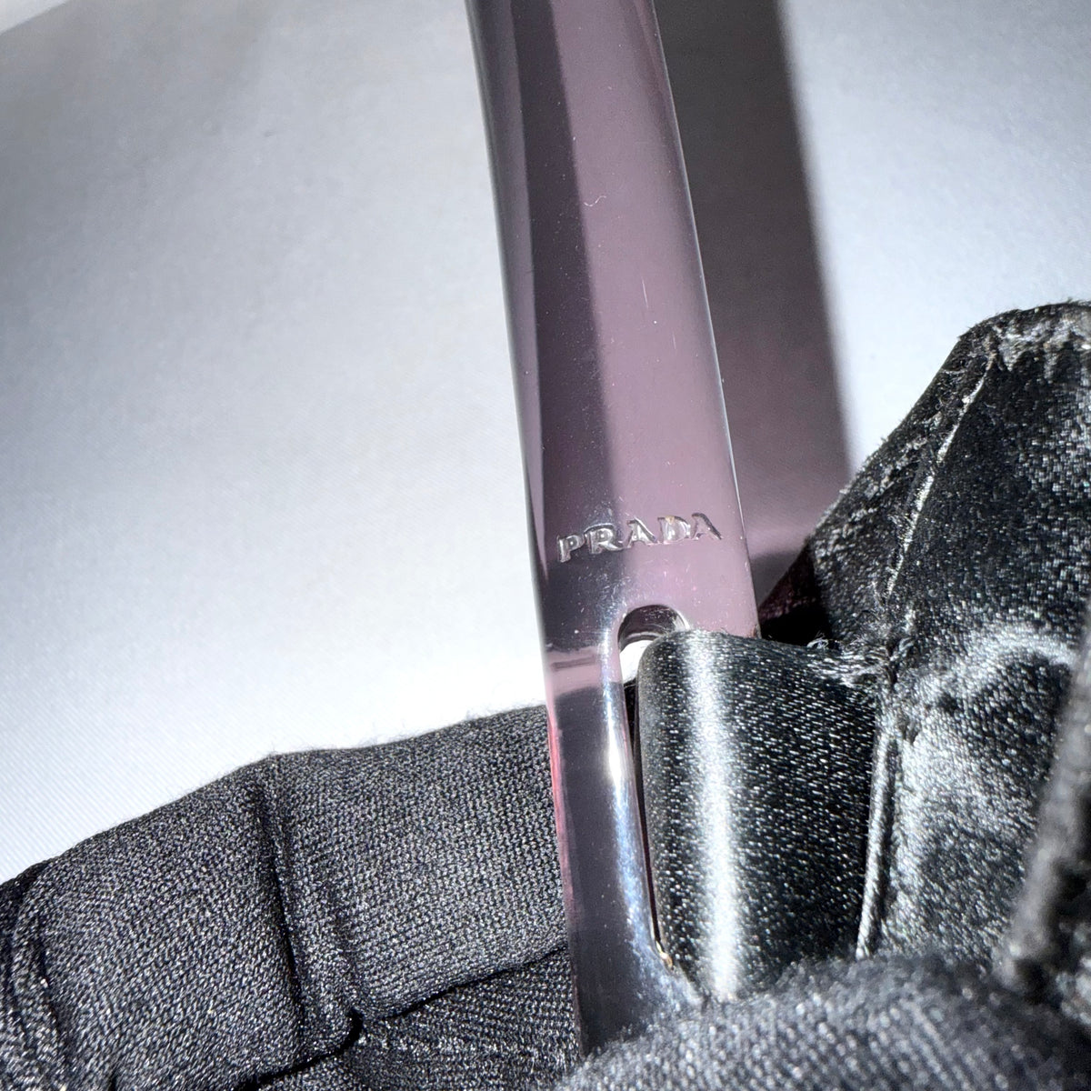 Prada Silk Shoulder Bag with plexiglass handle