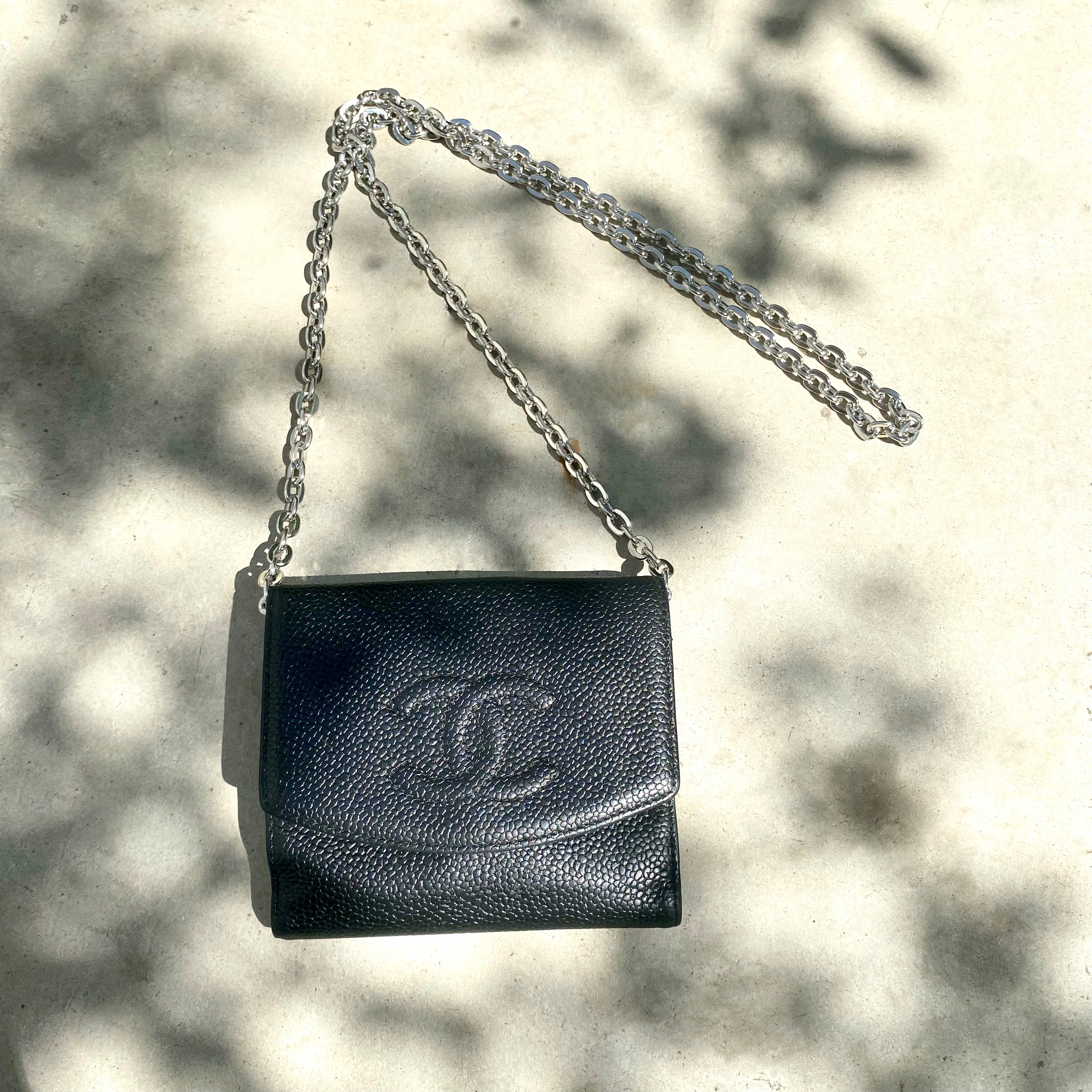 CHANEL Coco Mark Bi-fold Wallet Caviar Leather Black