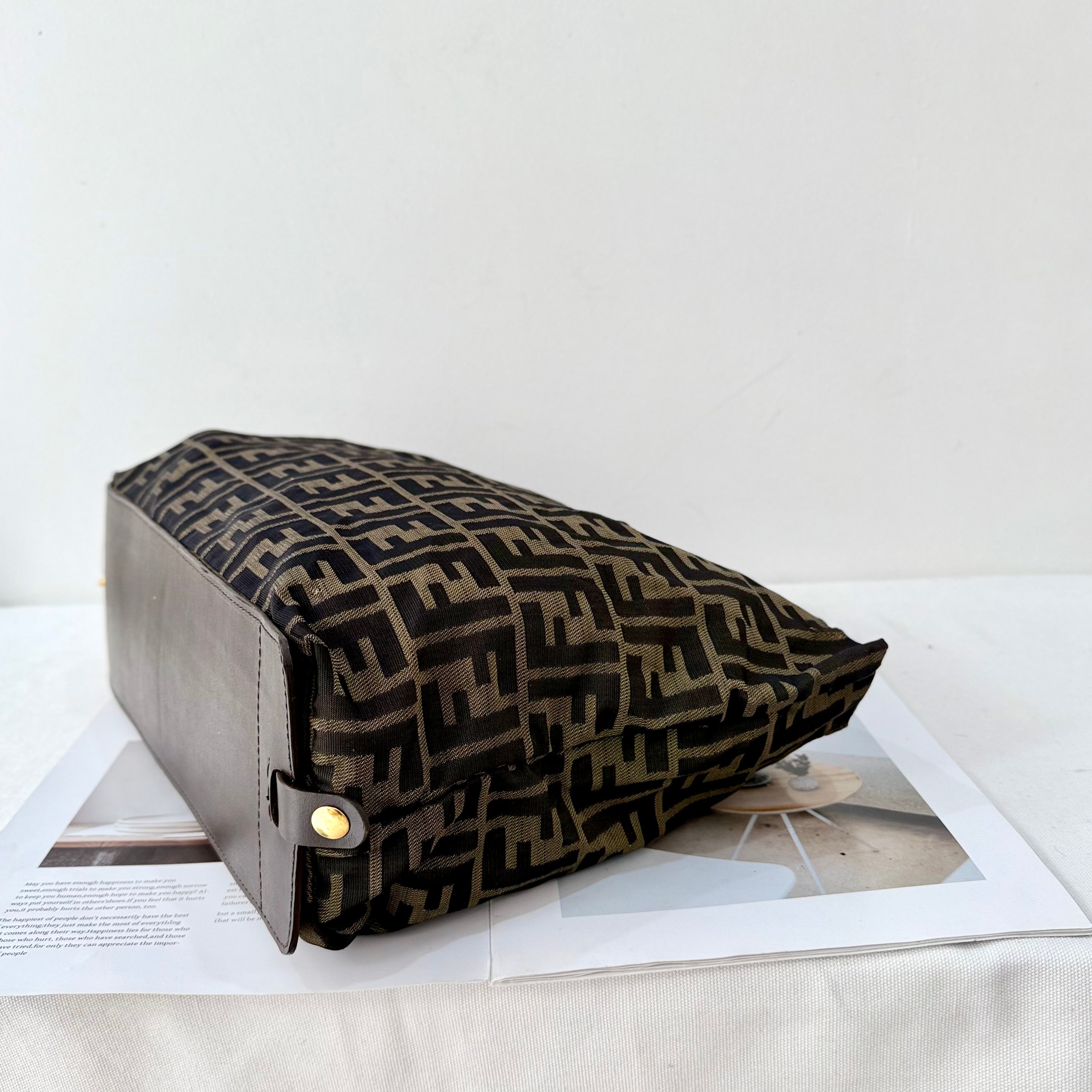 Fendi Brown Zucca FF Canvas Leather Trim