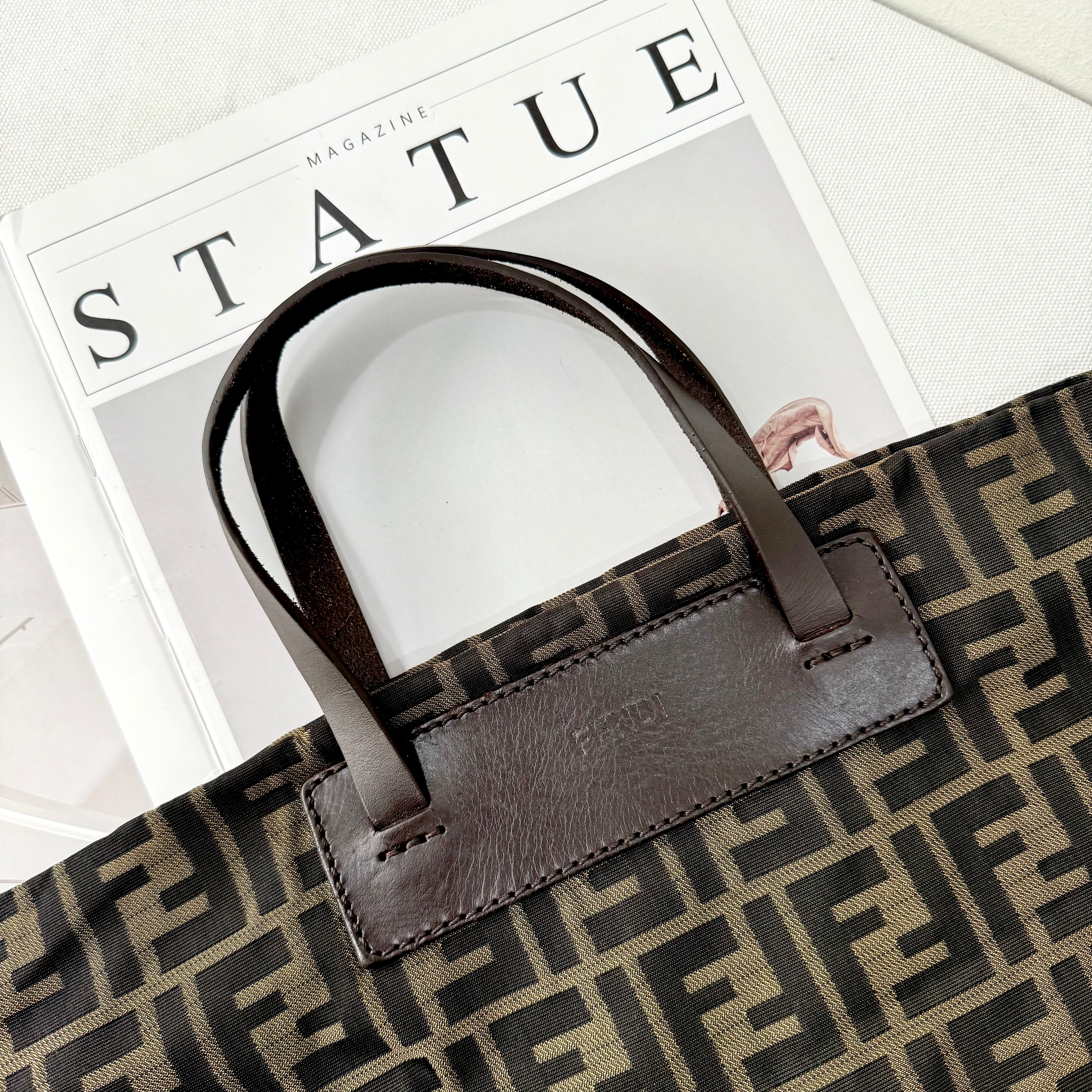 Fendi Brown Zucca FF Canvas Leather Trim