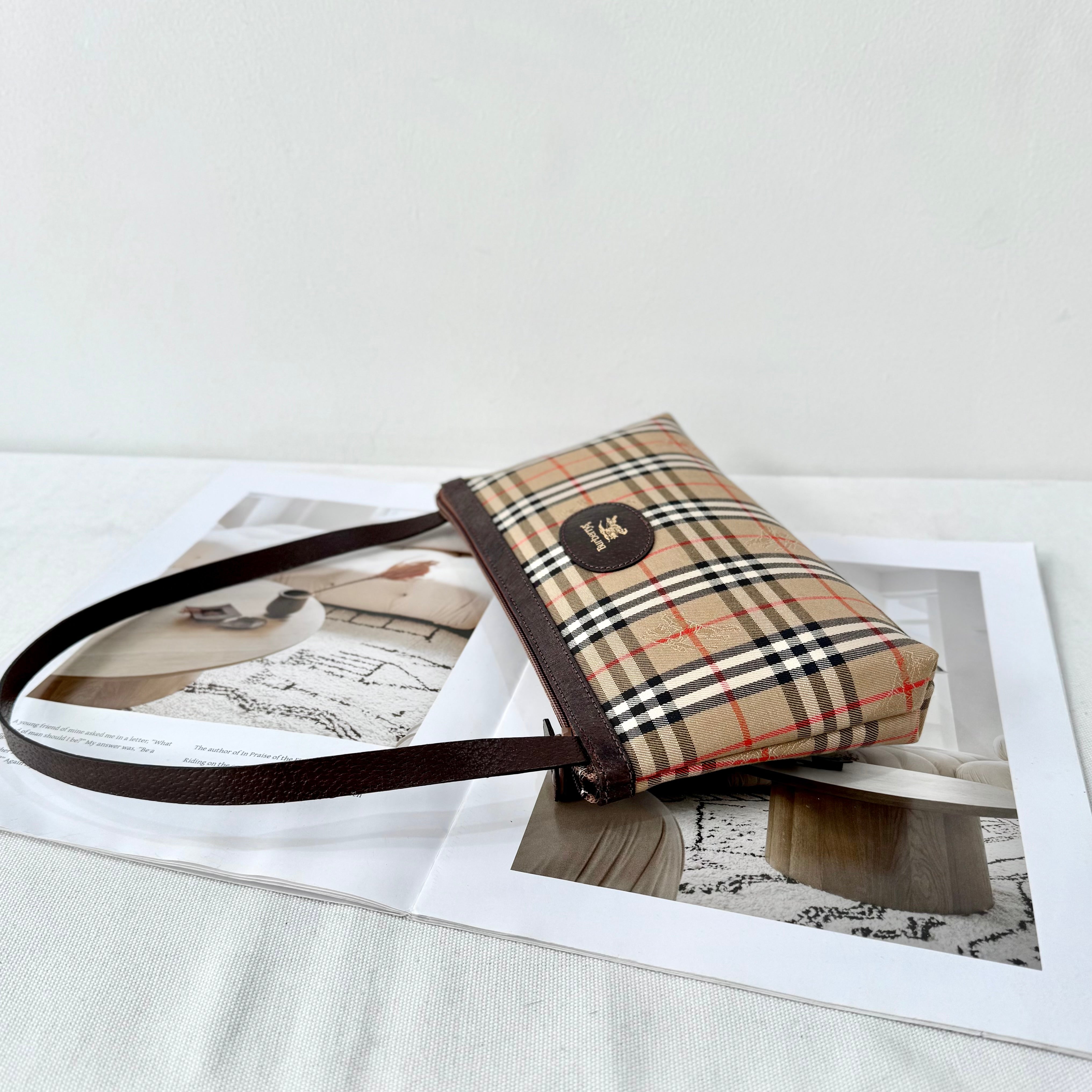 Burberry Haymarket Check Canvas Shoulder Bag