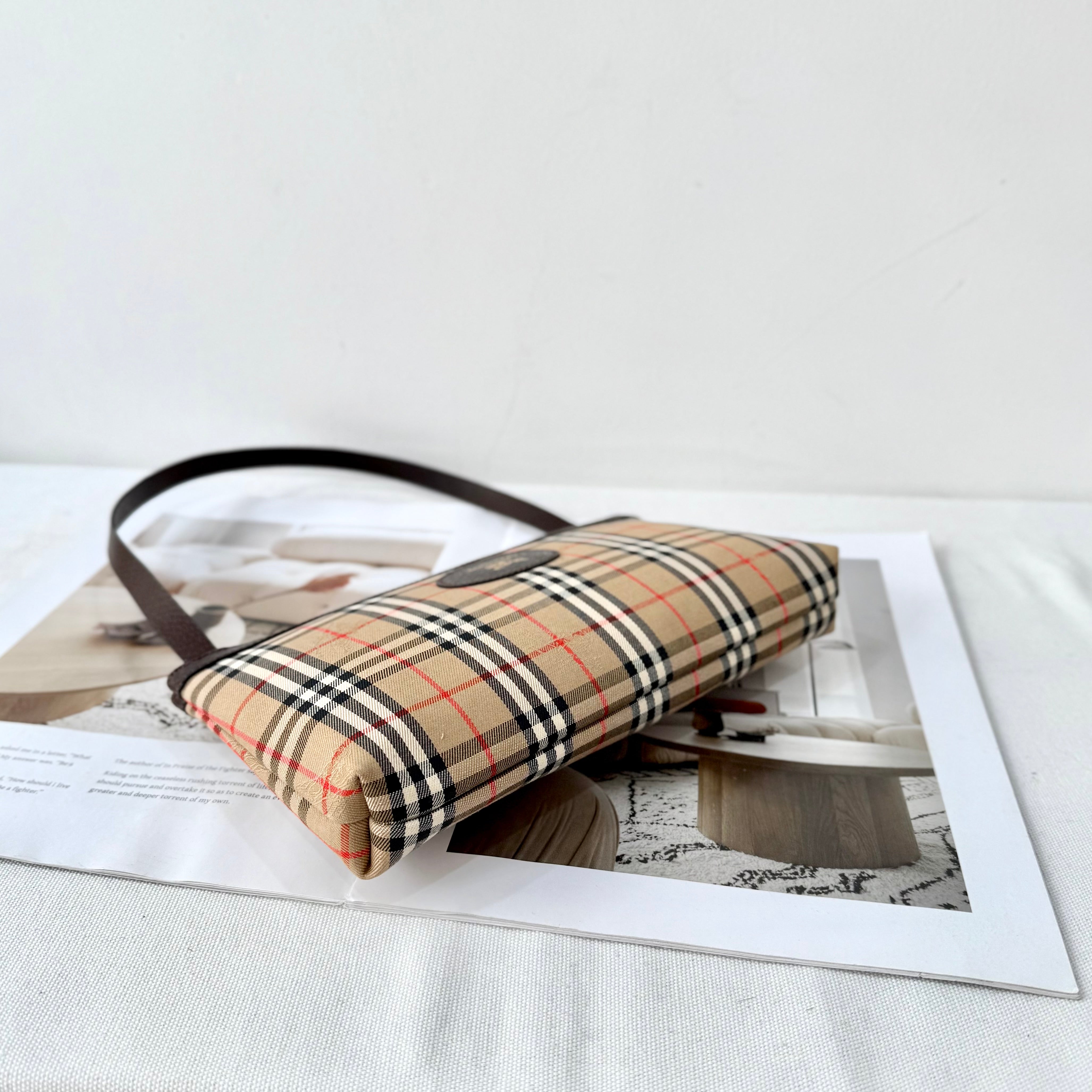 Burberry Haymarket Check Canvas Shoulder Bag