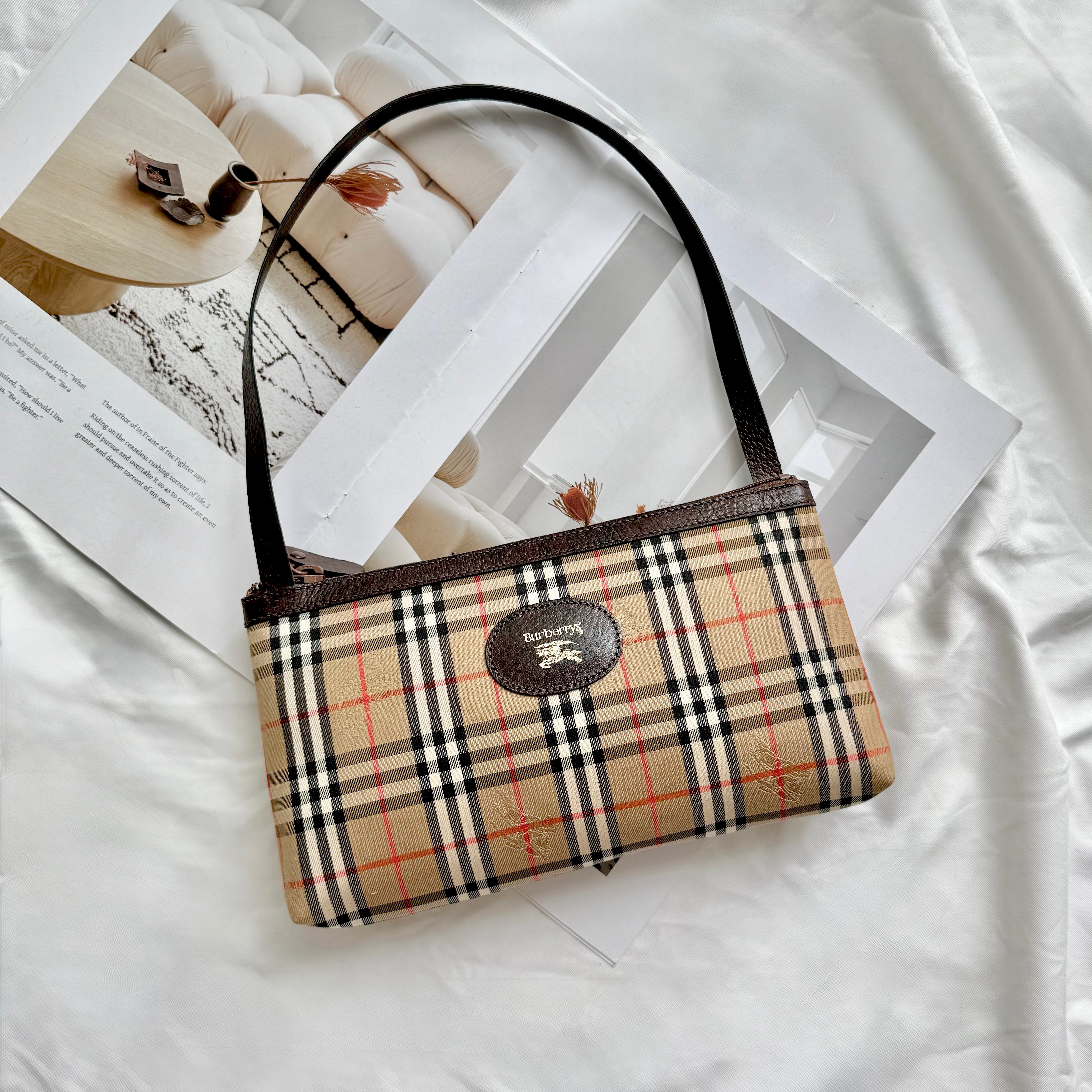 Burberry Haymarket Check Canvas Shoulder Bag