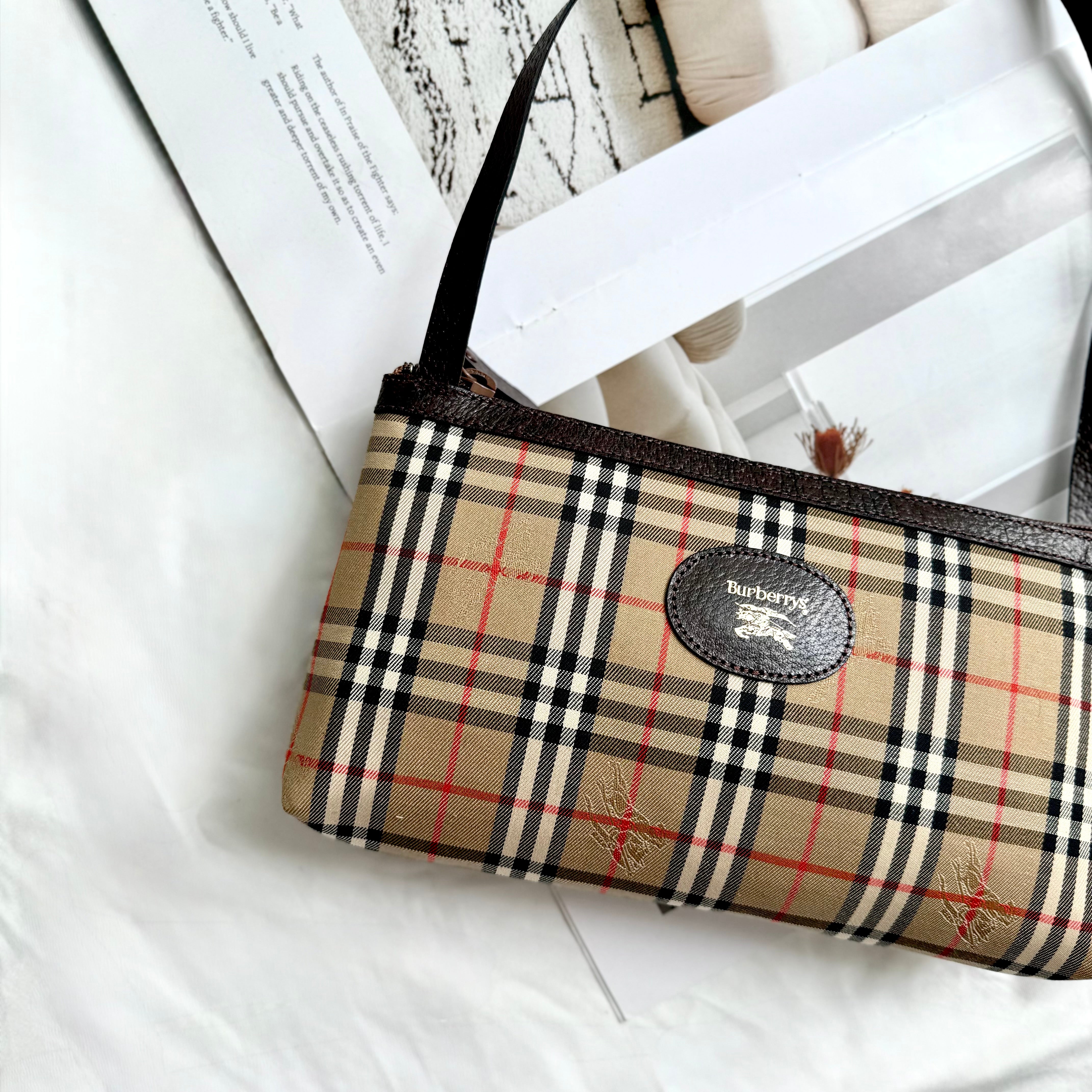 Burberry Haymarket Check Canvas Shoulder Bag