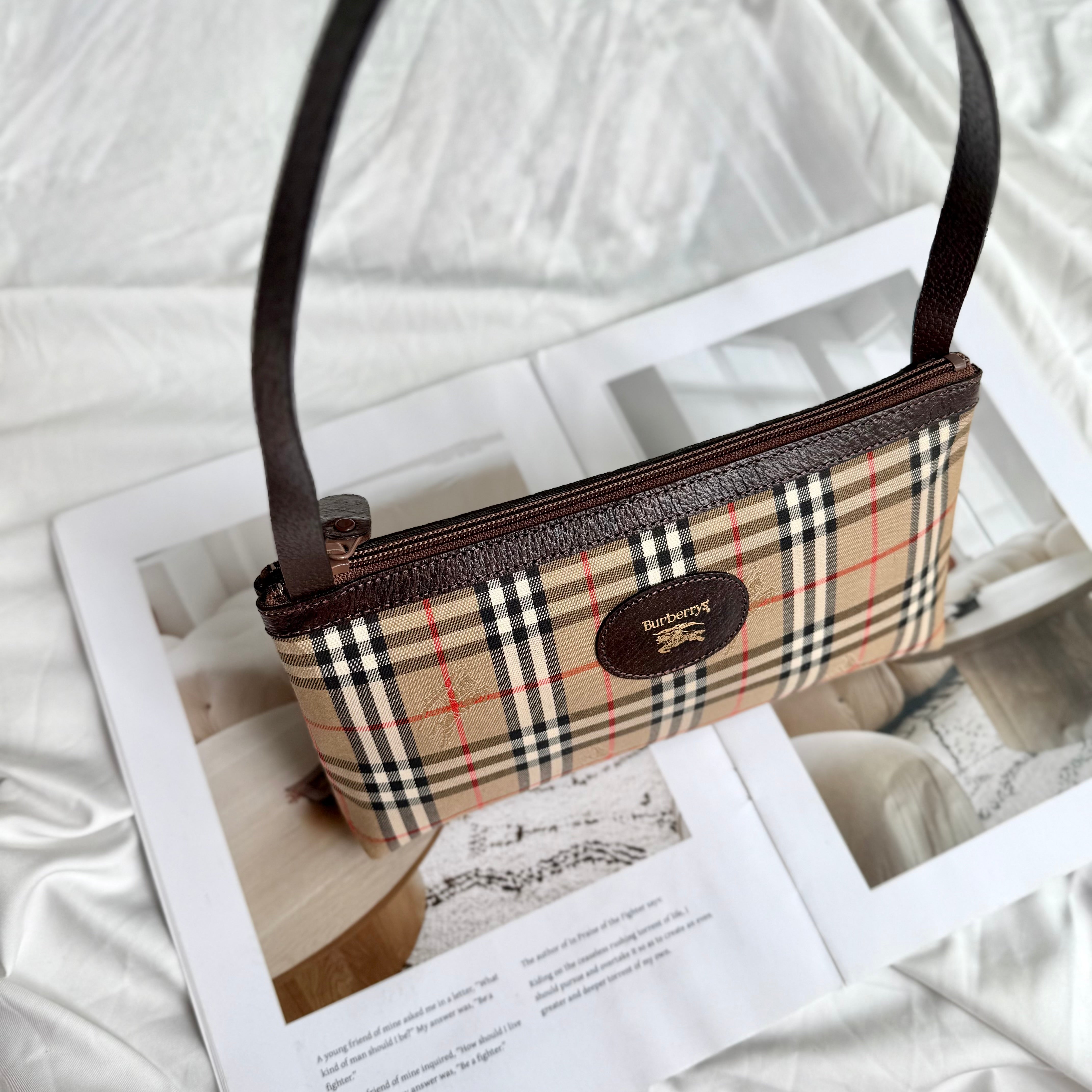 Burberry Haymarket Check Canvas Shoulder Bag