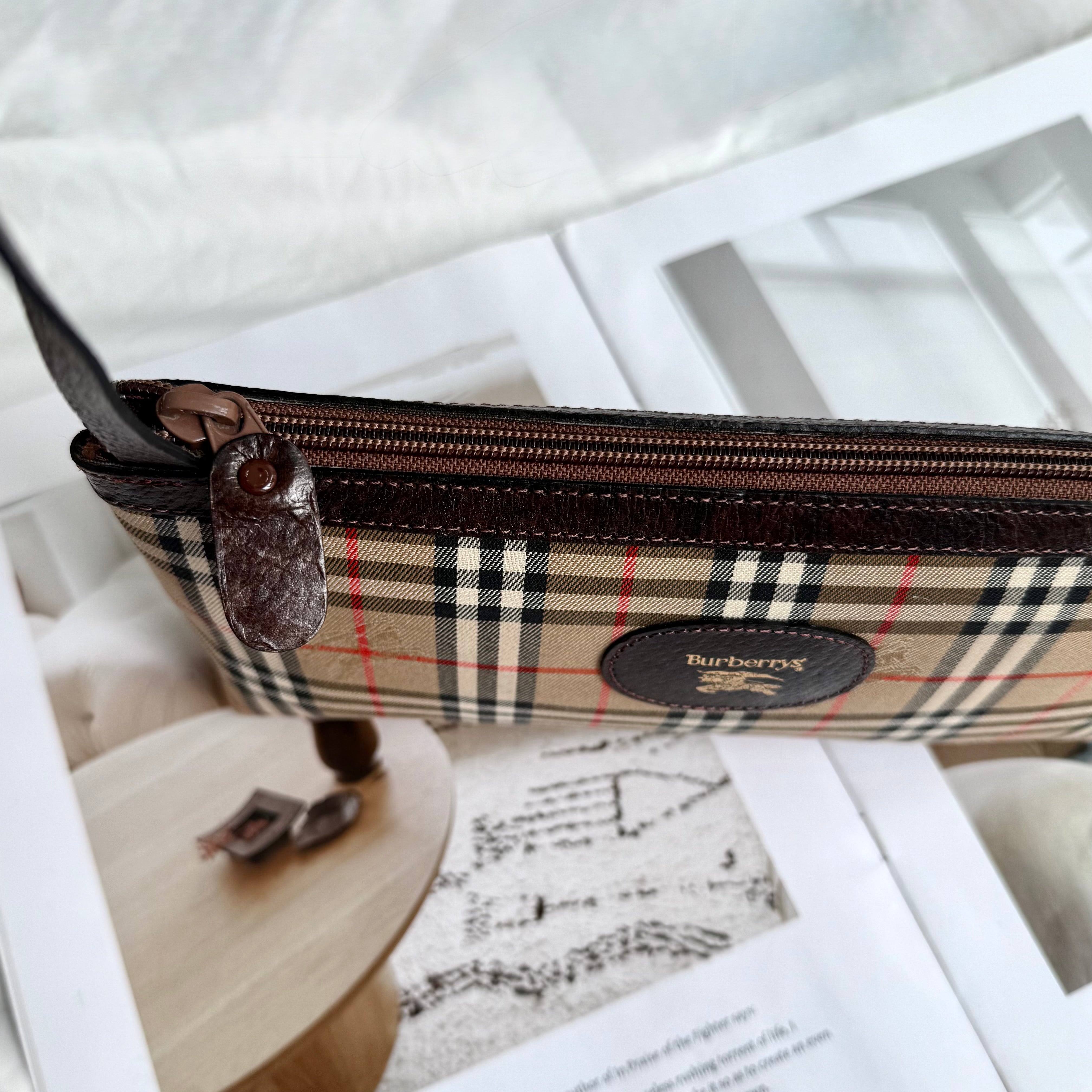 Burberry Haymarket Check Canvas Shoulder Bag