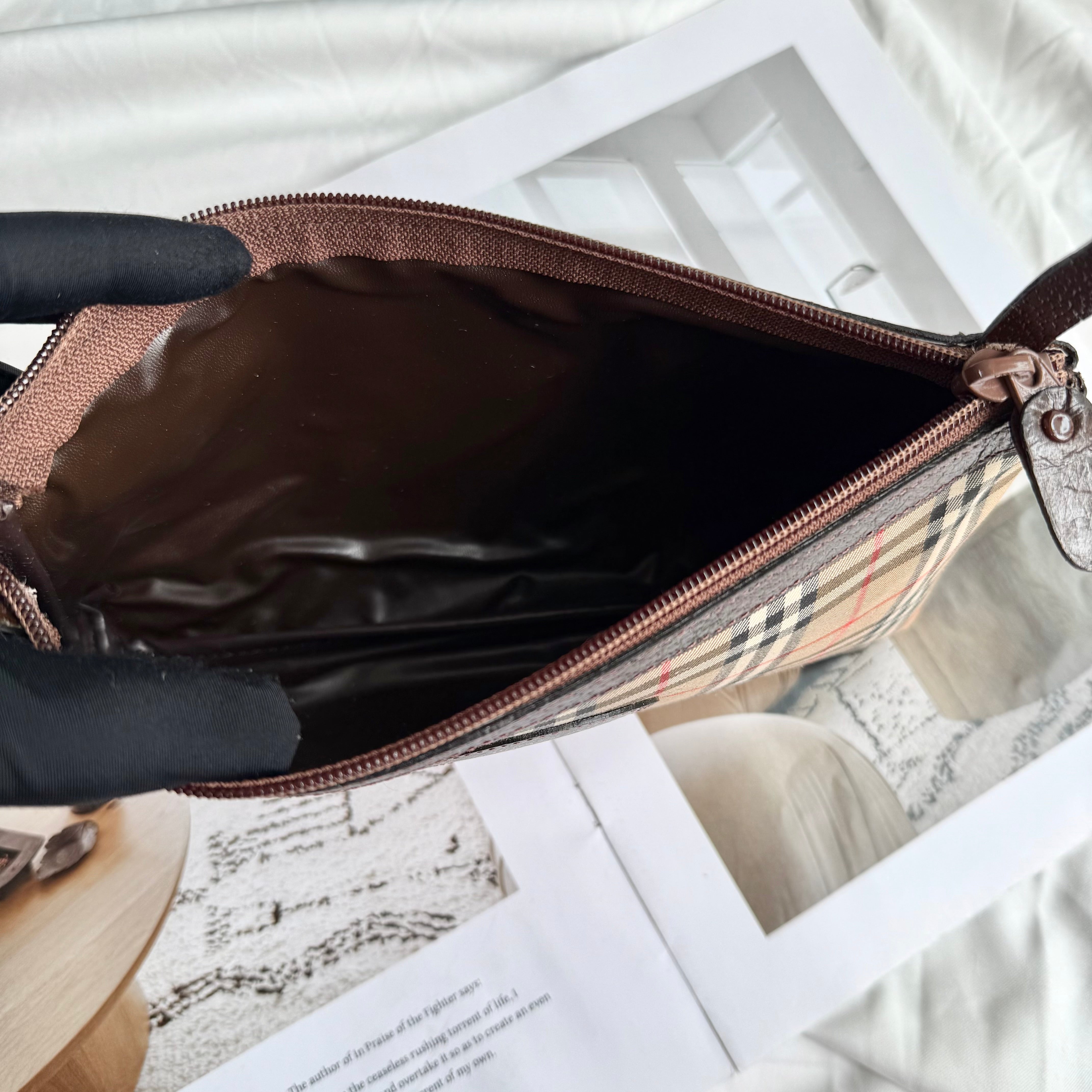 Burberry Haymarket Check Canvas Shoulder Bag