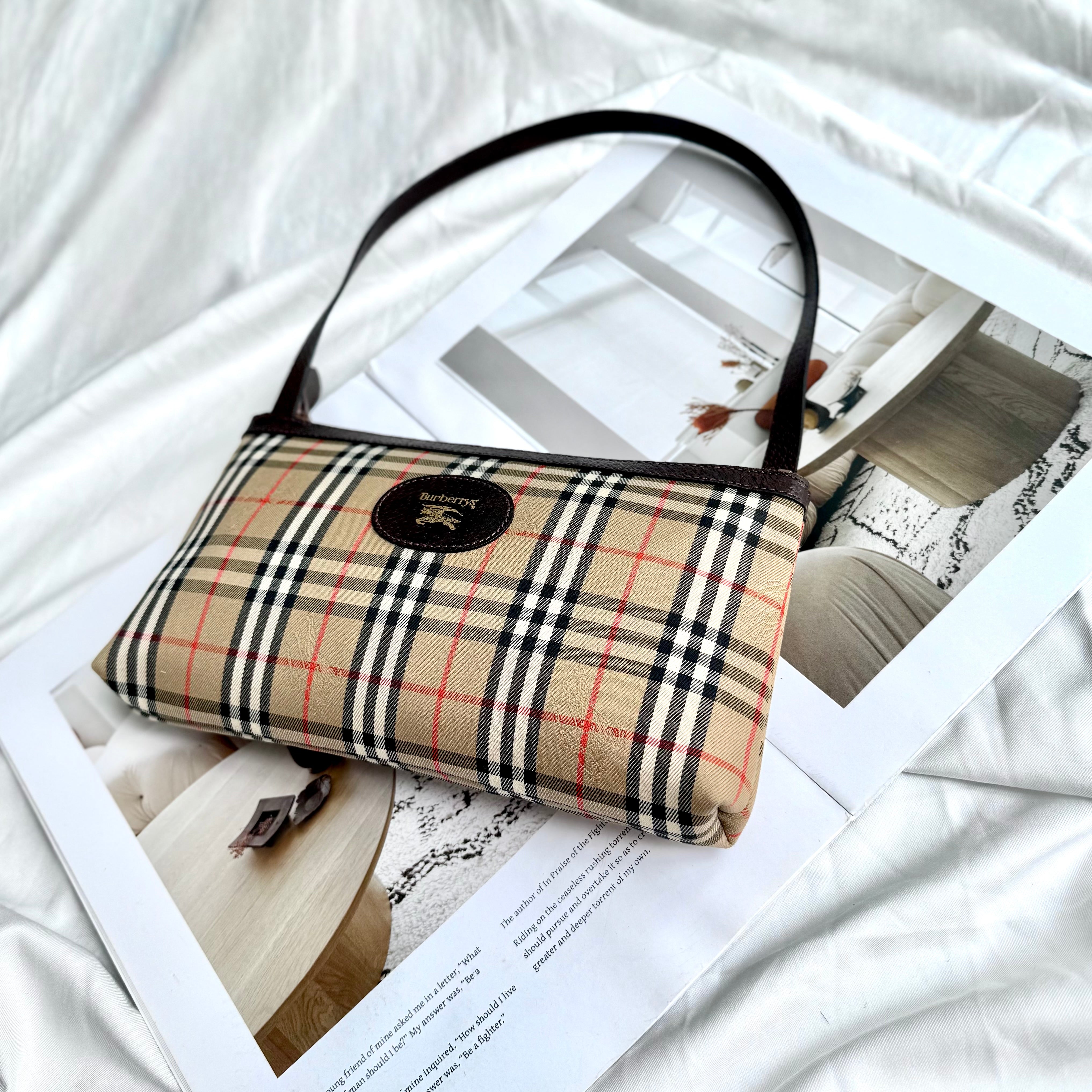Burberry Haymarket Check Canvas Shoulder Bag