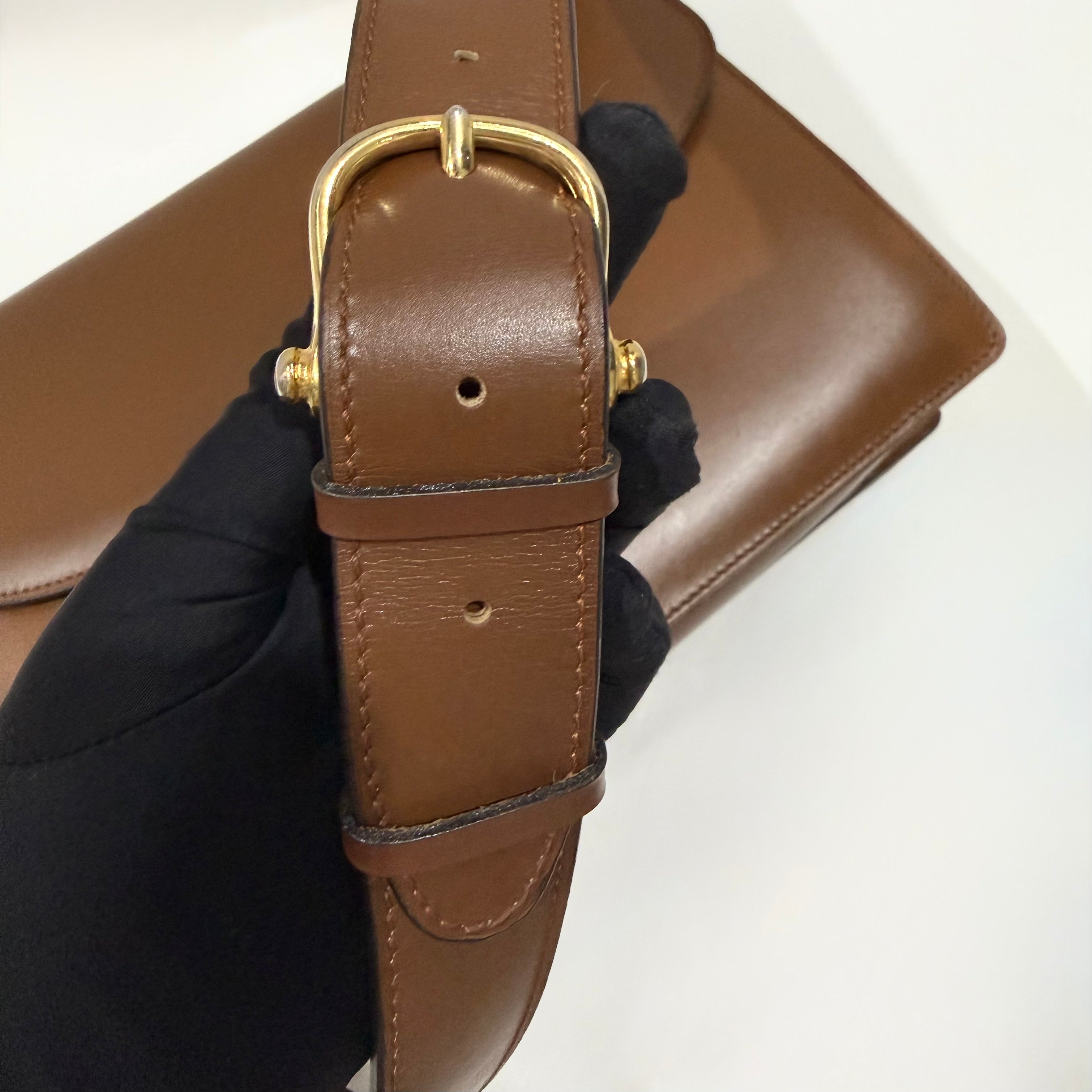 Celine Vintage Brown Triomphe Shoulder Bag