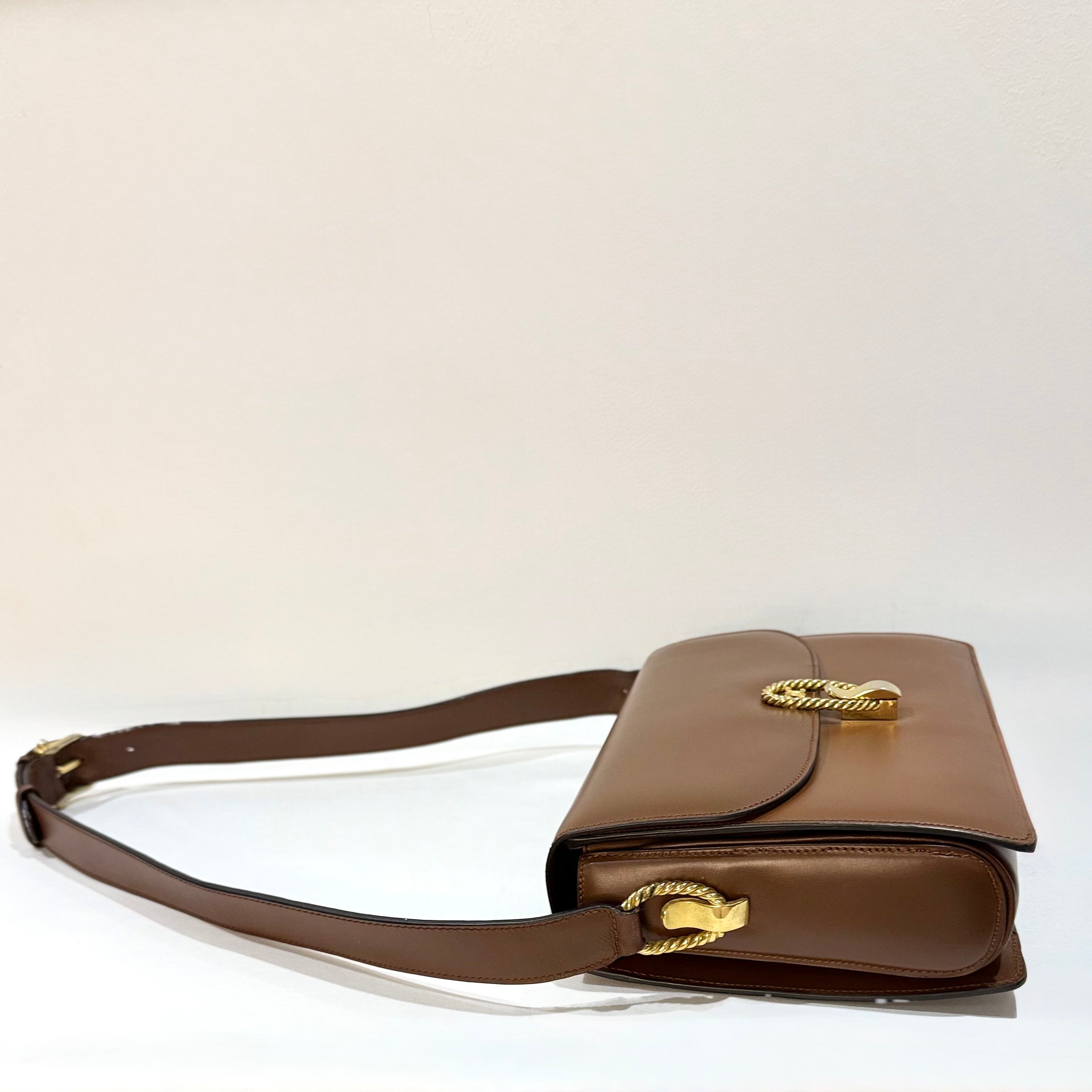 Celine Vintage Brown Triomphe Shoulder Bag