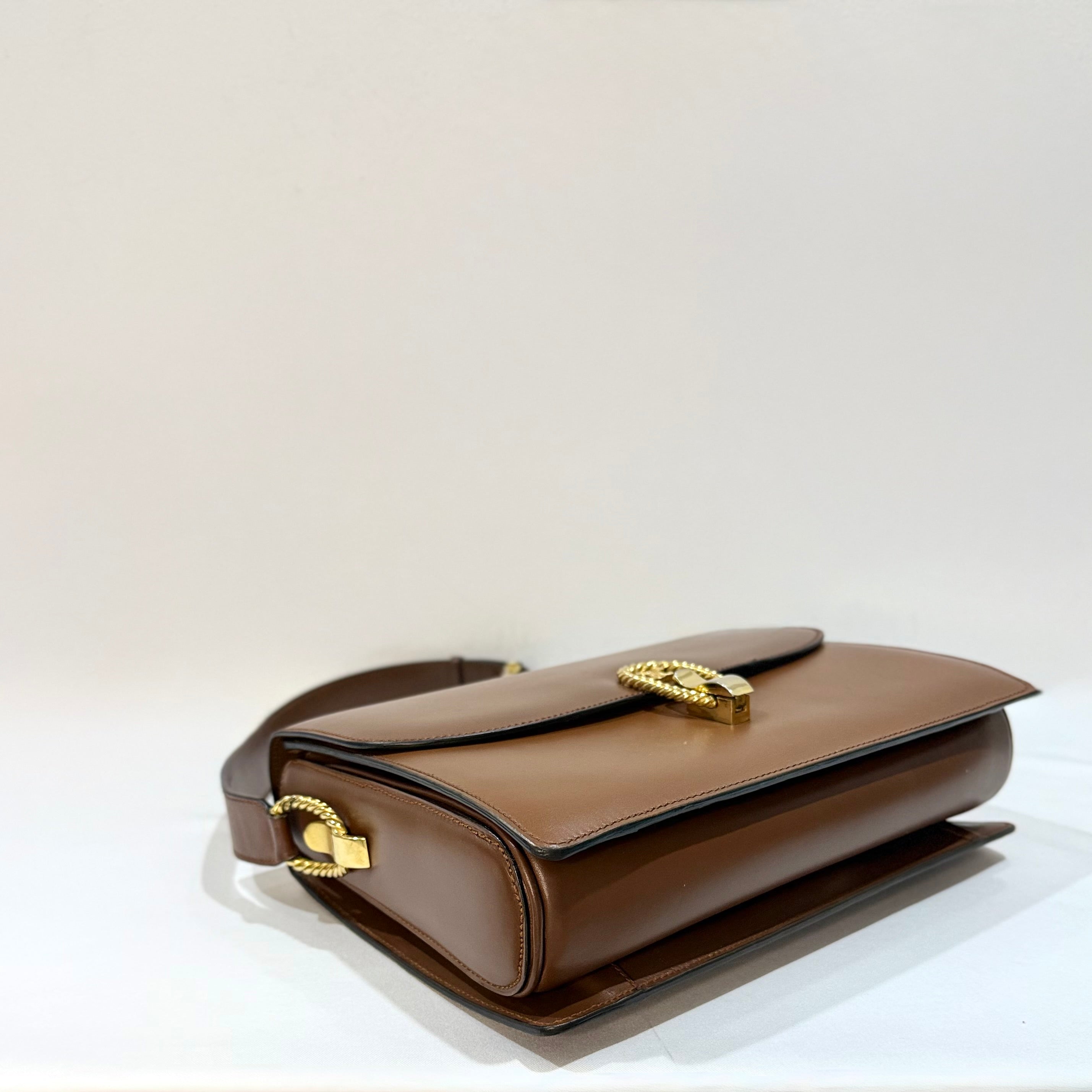 Celine Vintage Brown Triomphe Shoulder Bag
